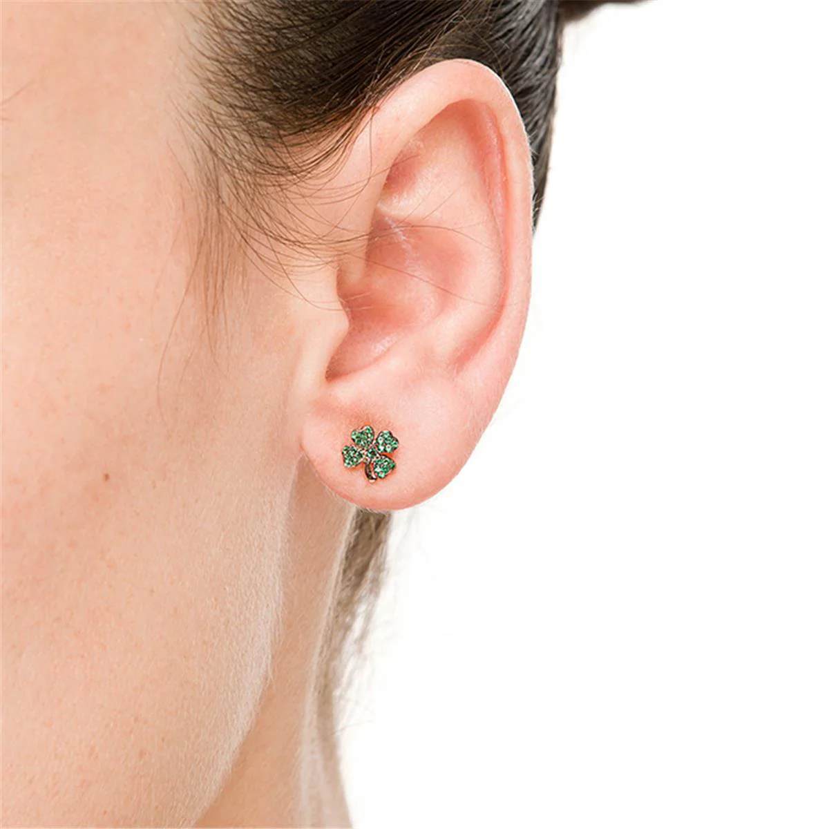 Pendientes Trebol Plata De Ley 925 - Trebol VERDE - Image 2