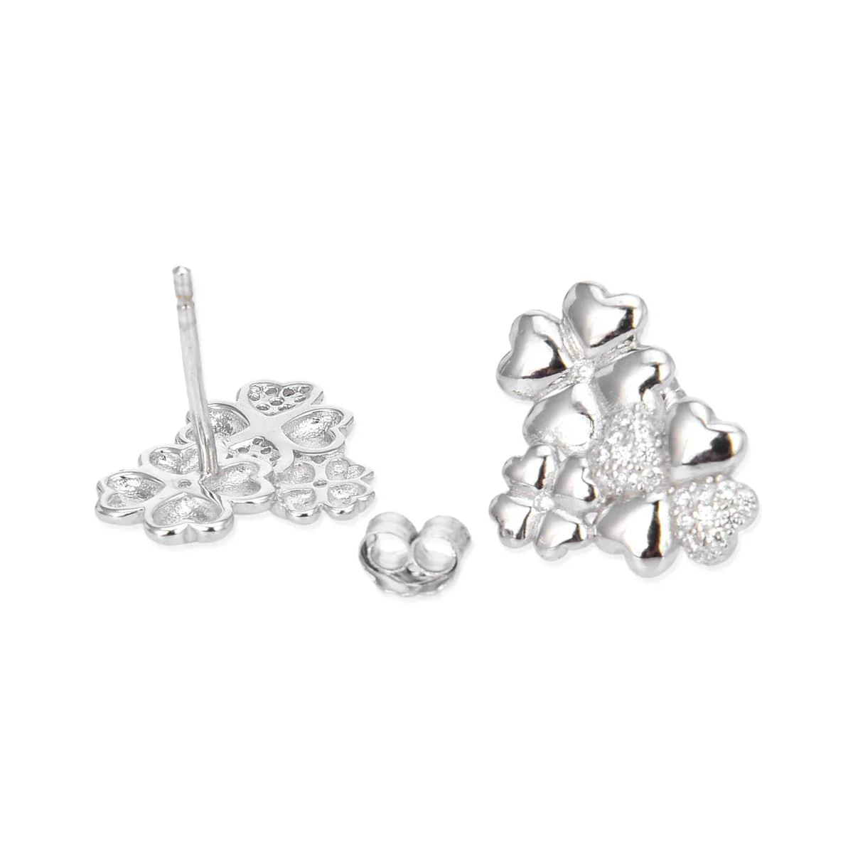 Pendientes Trébol Plata De Ley 925 - Trébol BLANCO - Image 3