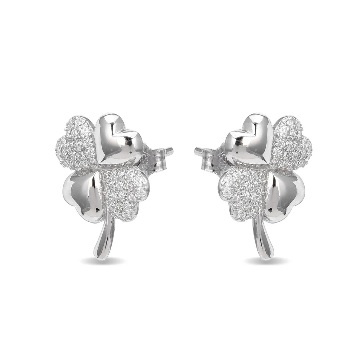 Pendientes Trébol Plata De Ley 925 - Trébol BLANCO - Image 2