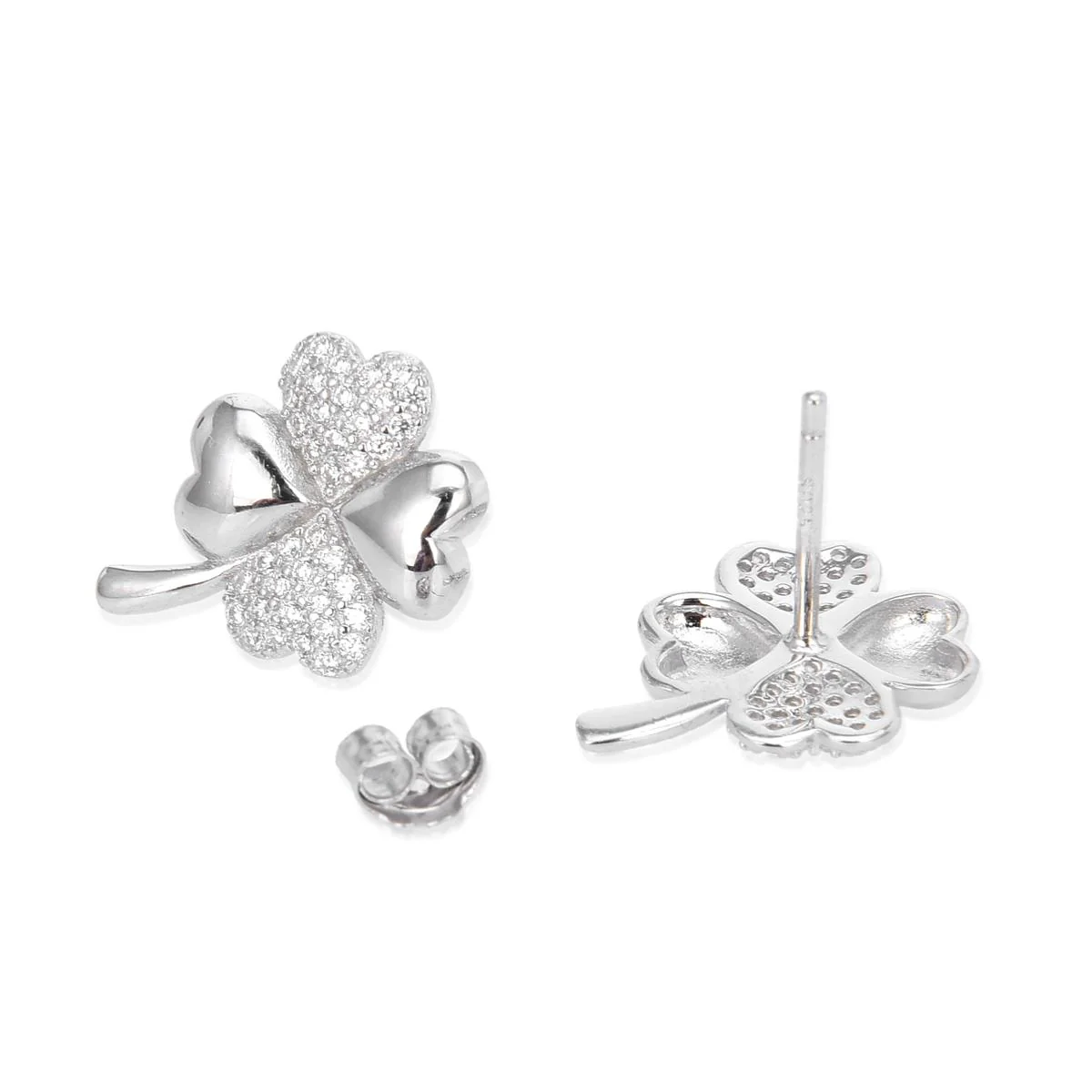 Pendientes Trébol Plata De Ley 925 - Trébol BLANCO - Image 3
