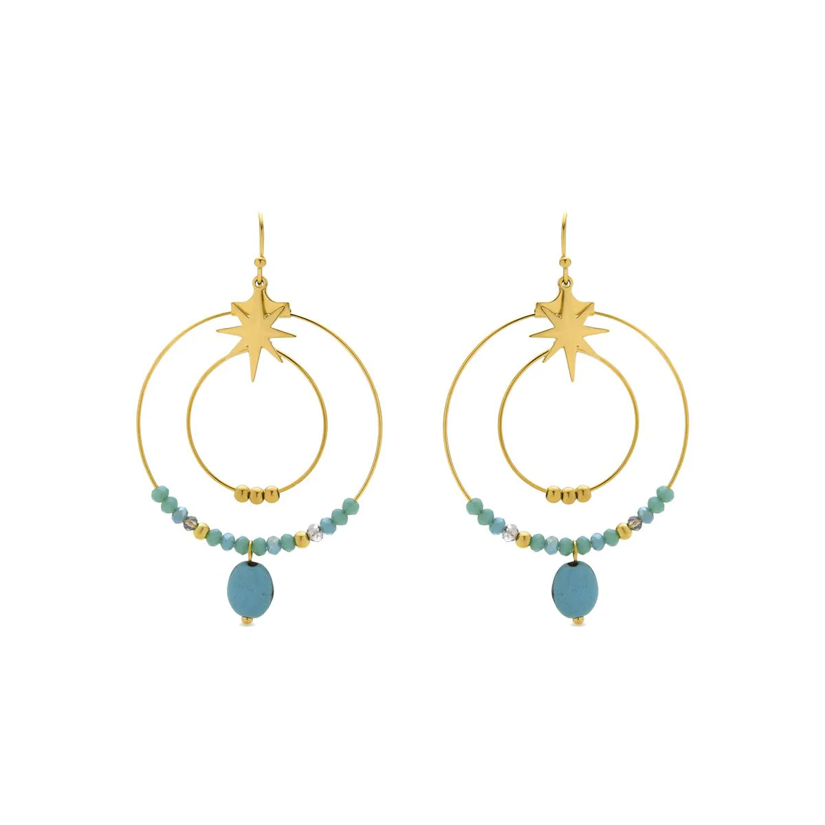 Pendientes Tuba acabado oro 18k - Tuba AZUL