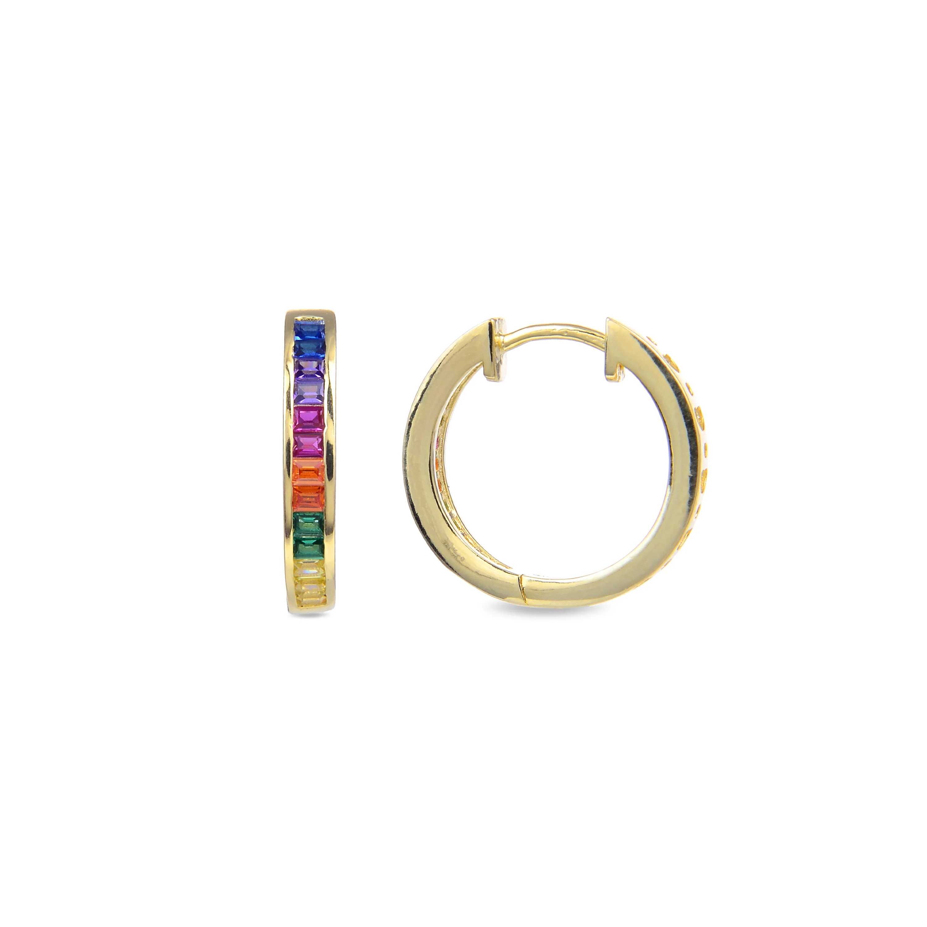 Pendientes de Plata de Ley 925 con Circonita Multicolor acabados en oro amarillo 18K - Tuhato