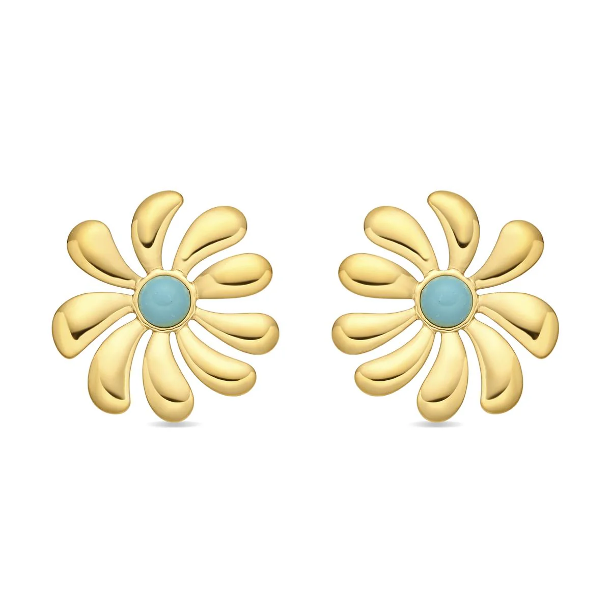Pendientes de Turquesa acabado en oro amarillo de 18k - Isum