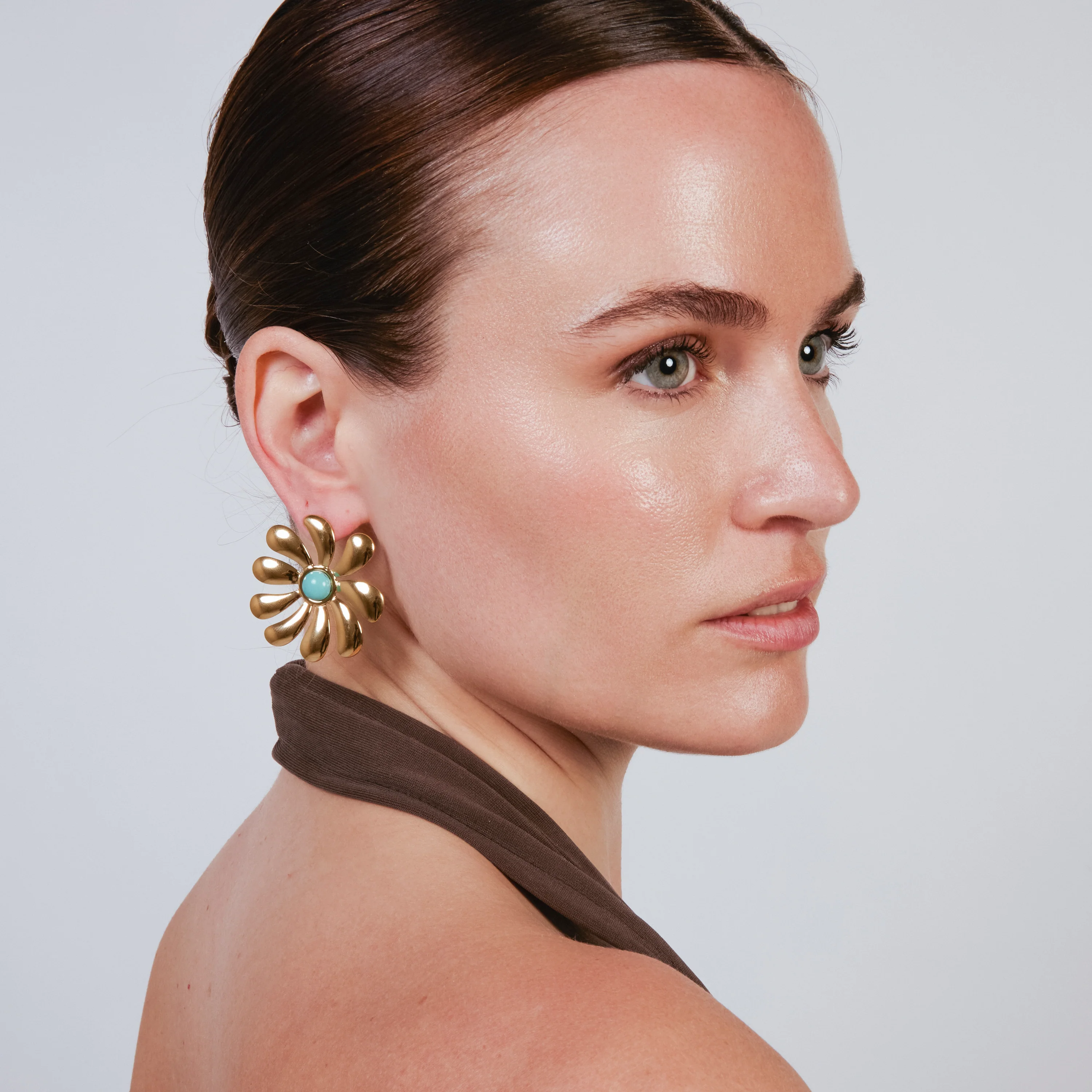 Pendientes de Turquesa acabado en oro amarillo de 18k - Isum - Image 2