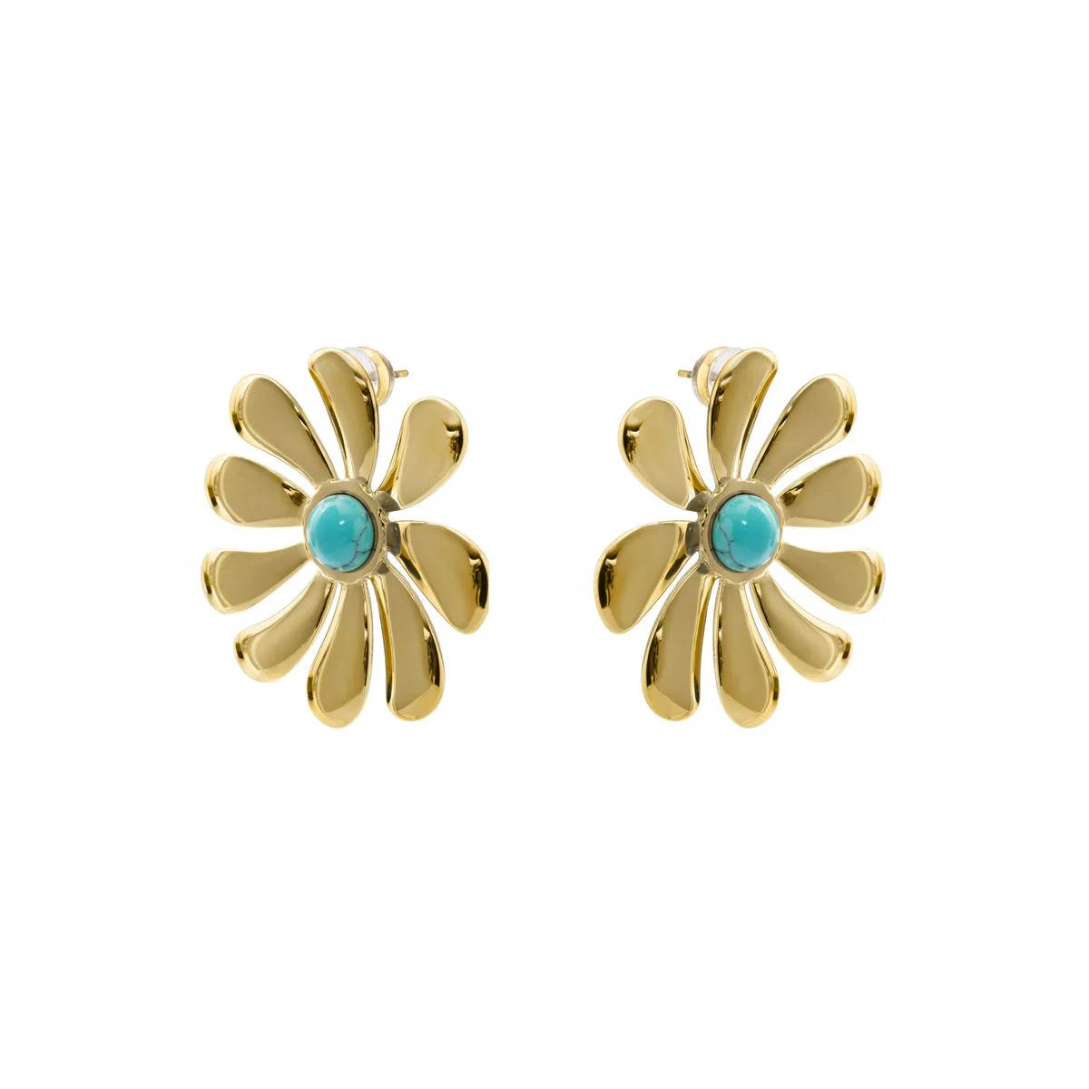 Pendientes de Turquesa acabado en oro amarillo de 18k - Isum - Image 3