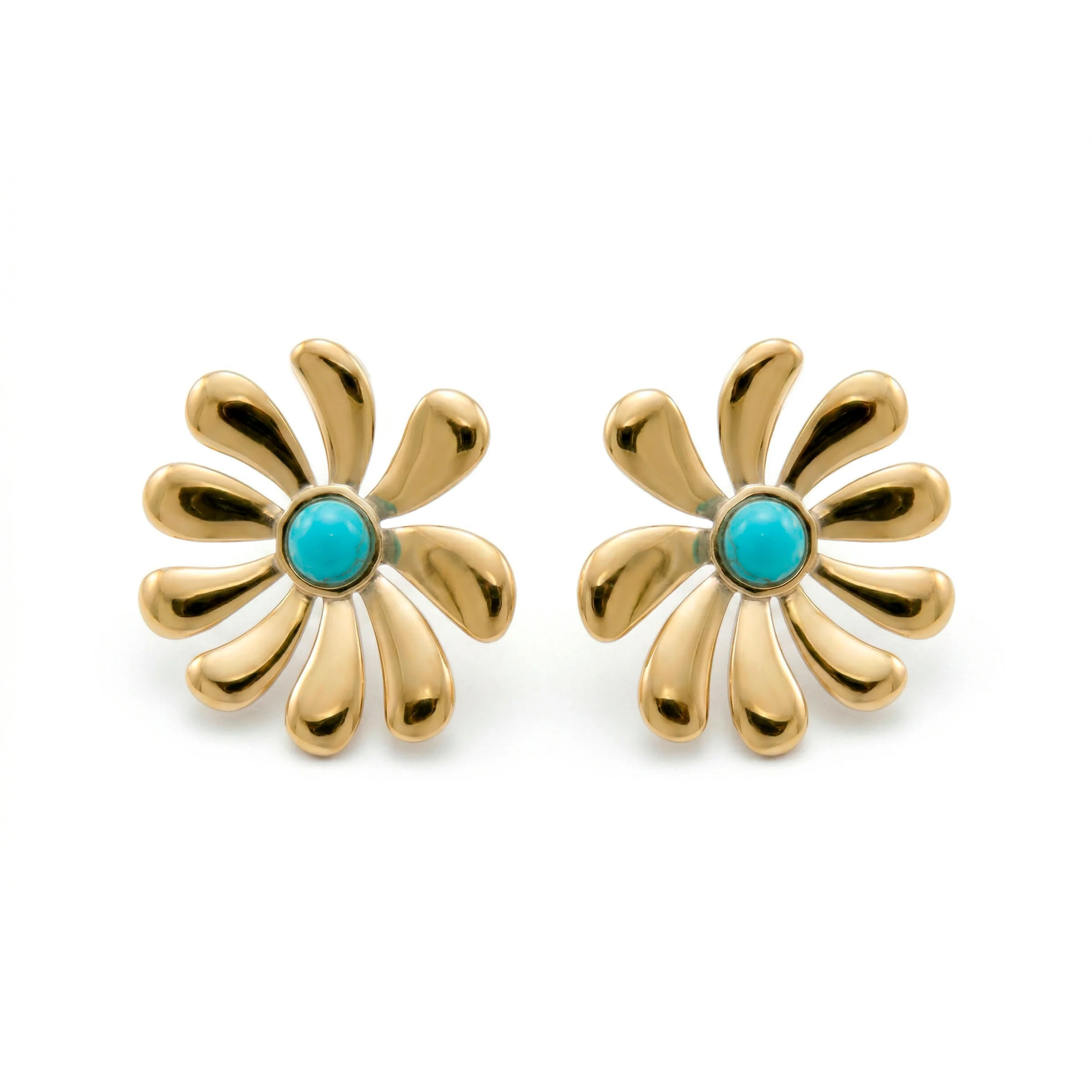 Pendientes de Turquesa acabado en oro amarillo de 18k - Isum - Image 5