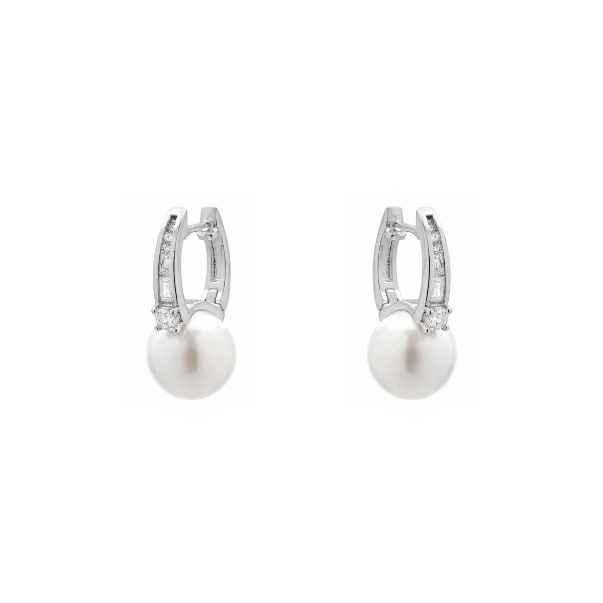 Pendientes de Madreperla Blanca Acabado En Plata - Tyasmi - Image 3