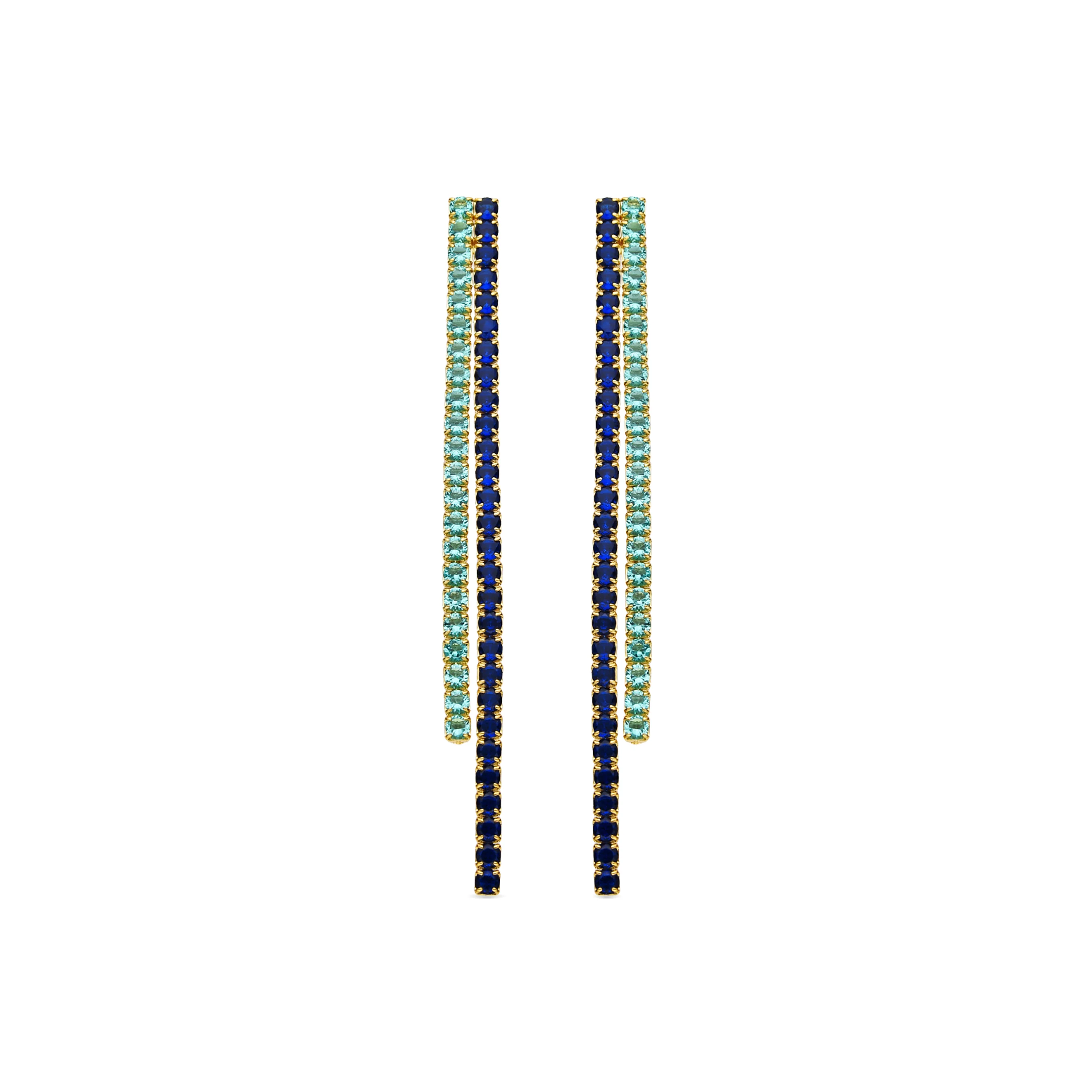 Pendientes de Plata de Ley 925 y Circonita Zafiro acabado oro 18k - Tyhad