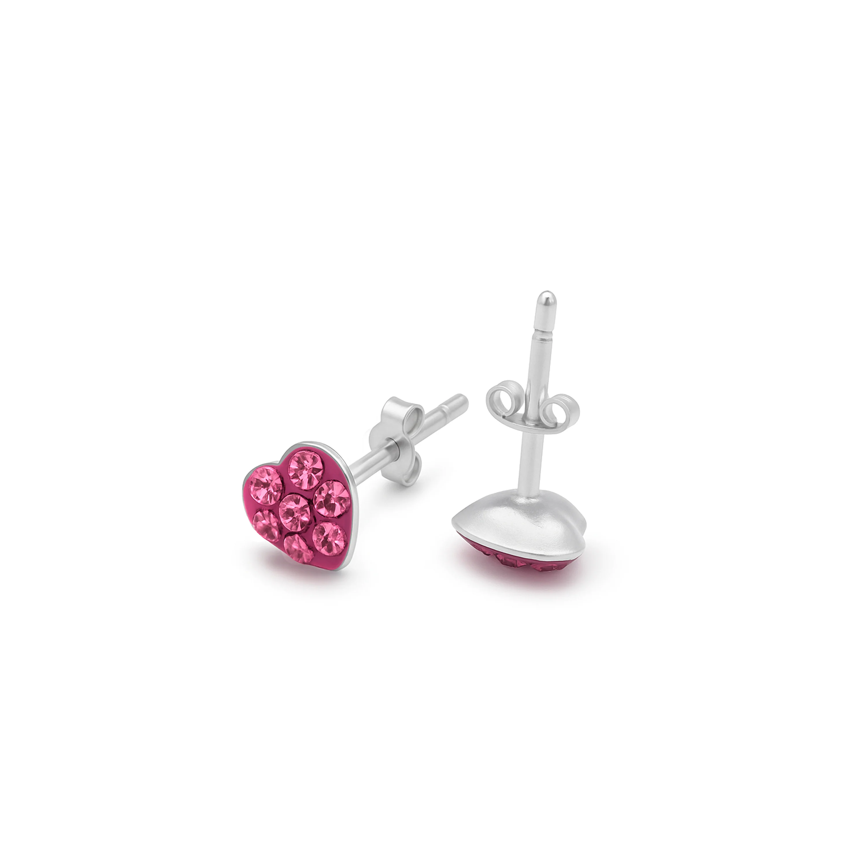 Pendientes de Plata de Ley 925 y Circonita Rosa acabado en rodio - Ukzel - Image 3