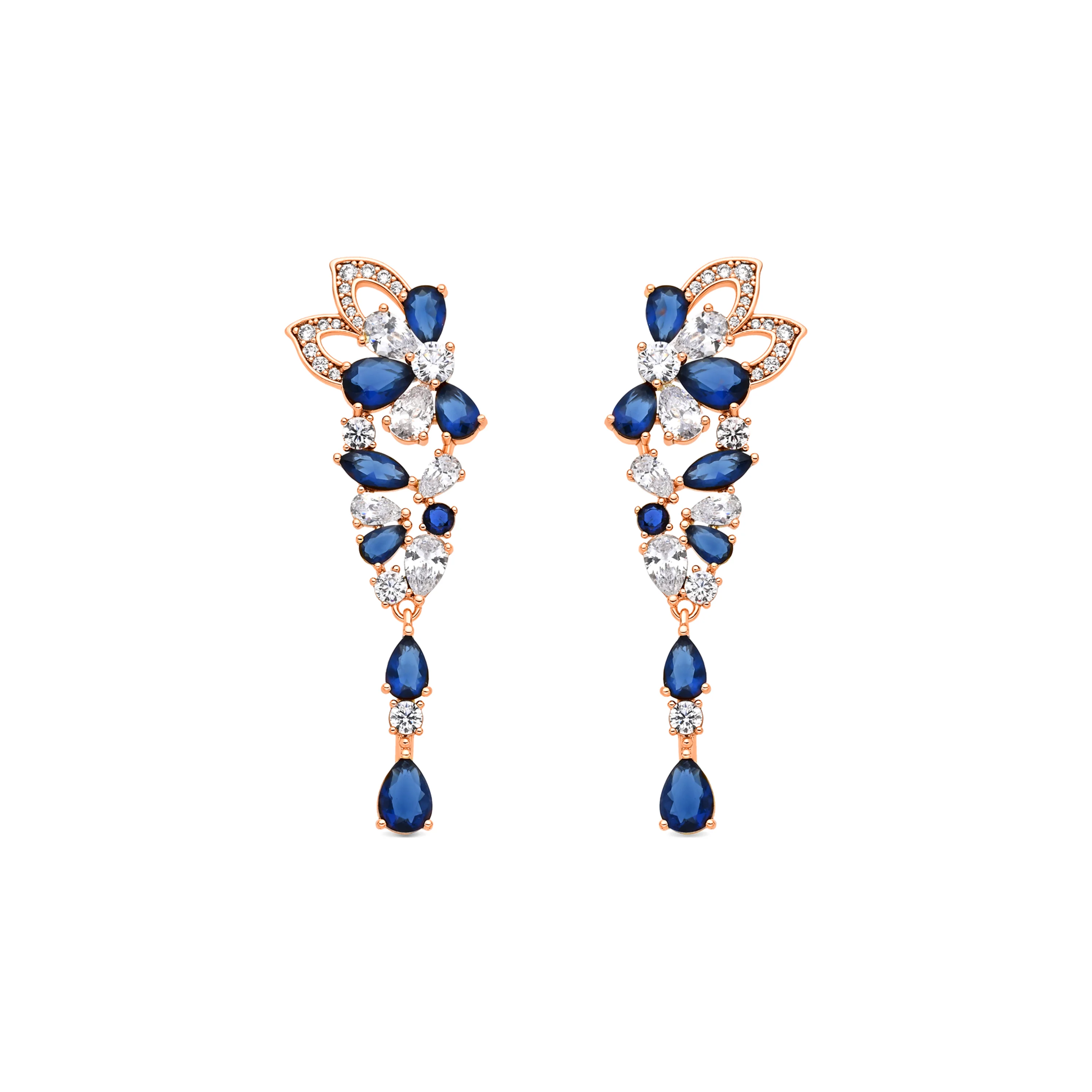 Pendientes de Circonita Zafiro acabado en oro amarillo de 18k - Uliso