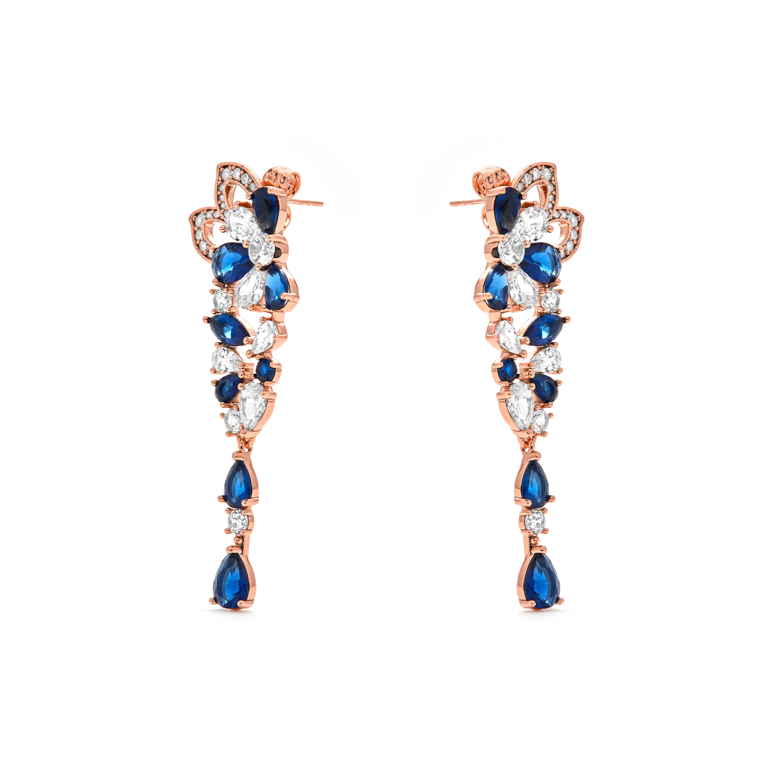Pendientes de Circonita Zafiro acabado en oro amarillo de 18k - Uliso - Image 3