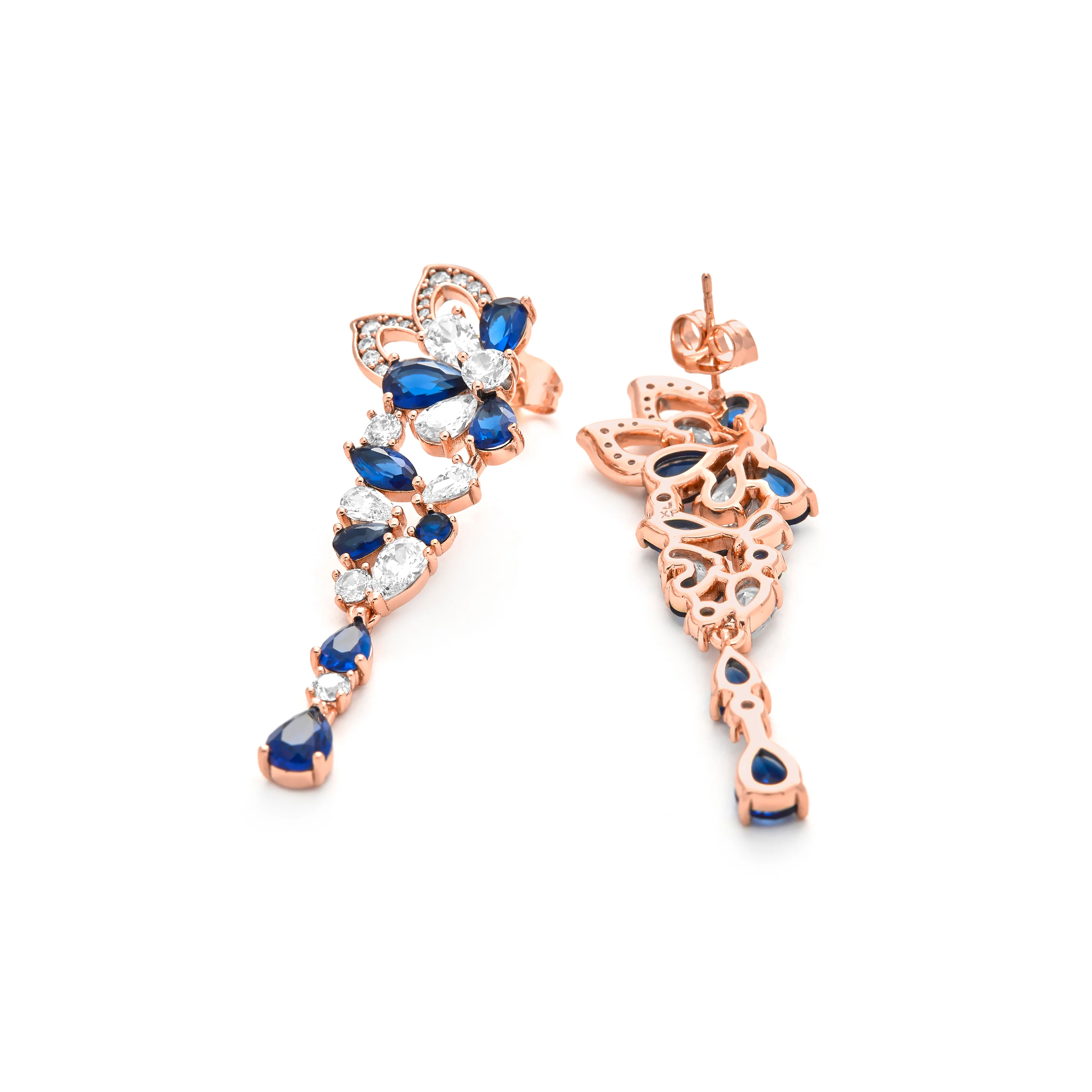 Pendientes de Circonita Zafiro acabado en oro amarillo de 18k - Uliso - Image 5