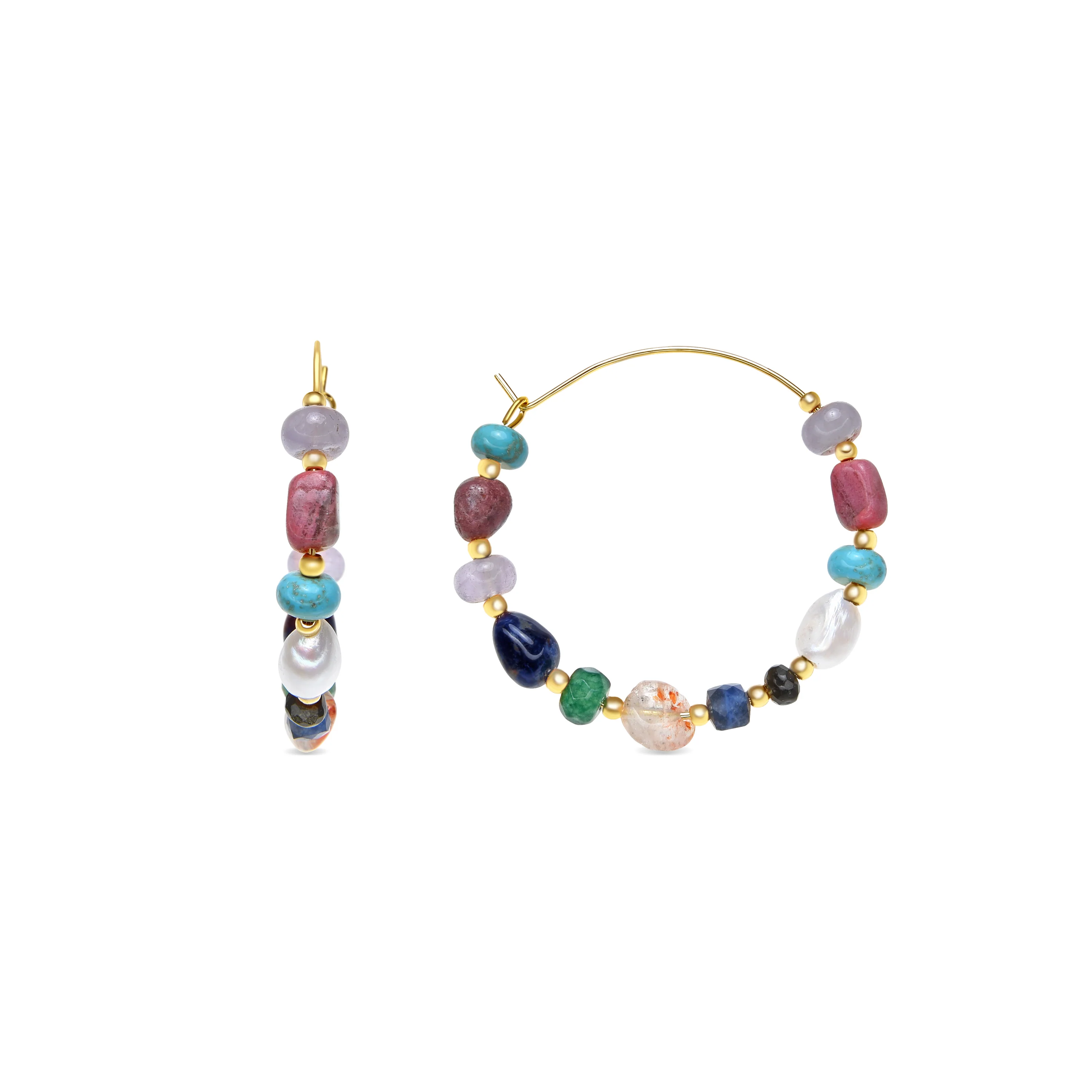 Pendientes acabado oro amarillo de 18k y Perla Blanca - Umavi