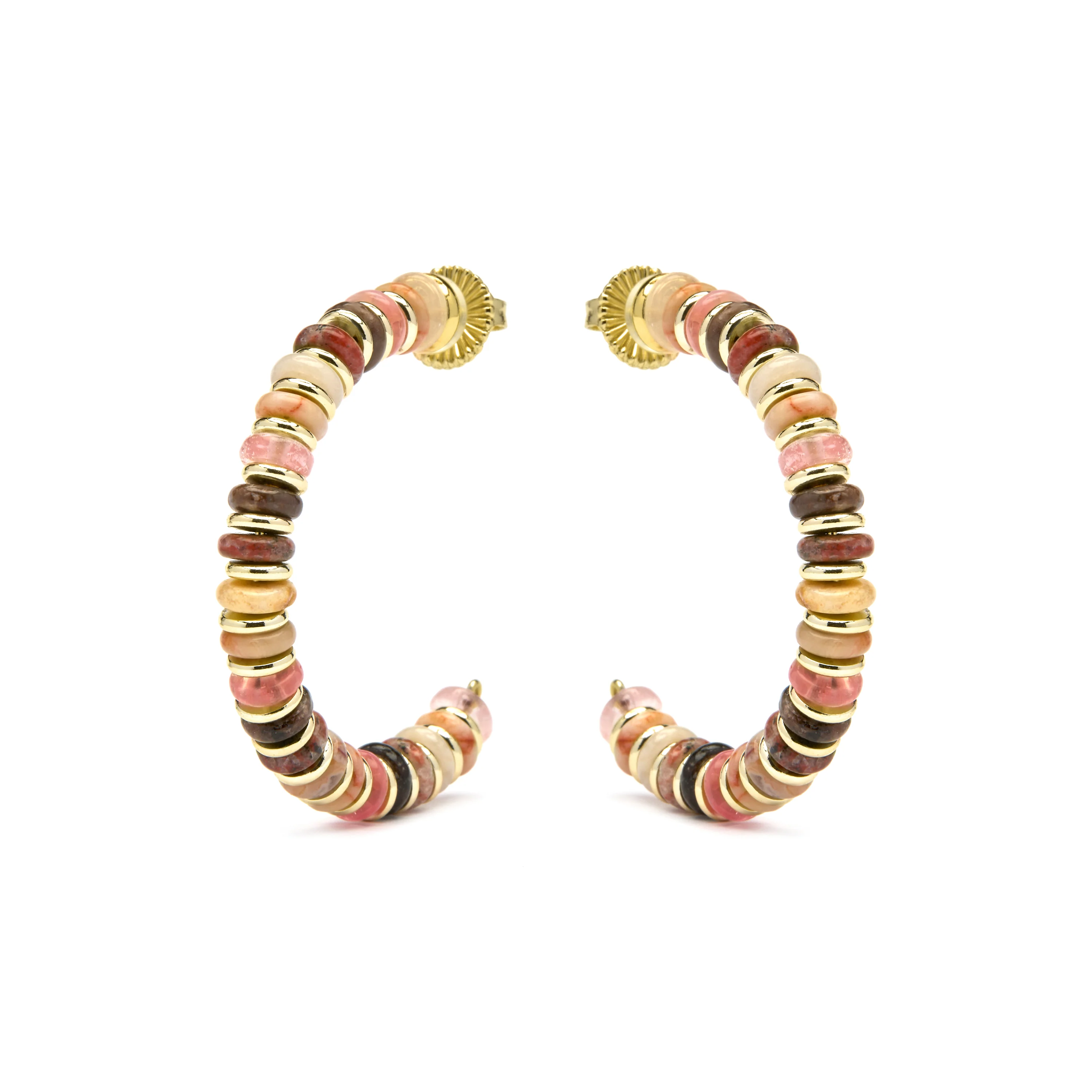 Pendientes de Plata de Ley 925 y Agata Multicolor acabado oro amarillo de 18k Umex - Image 3