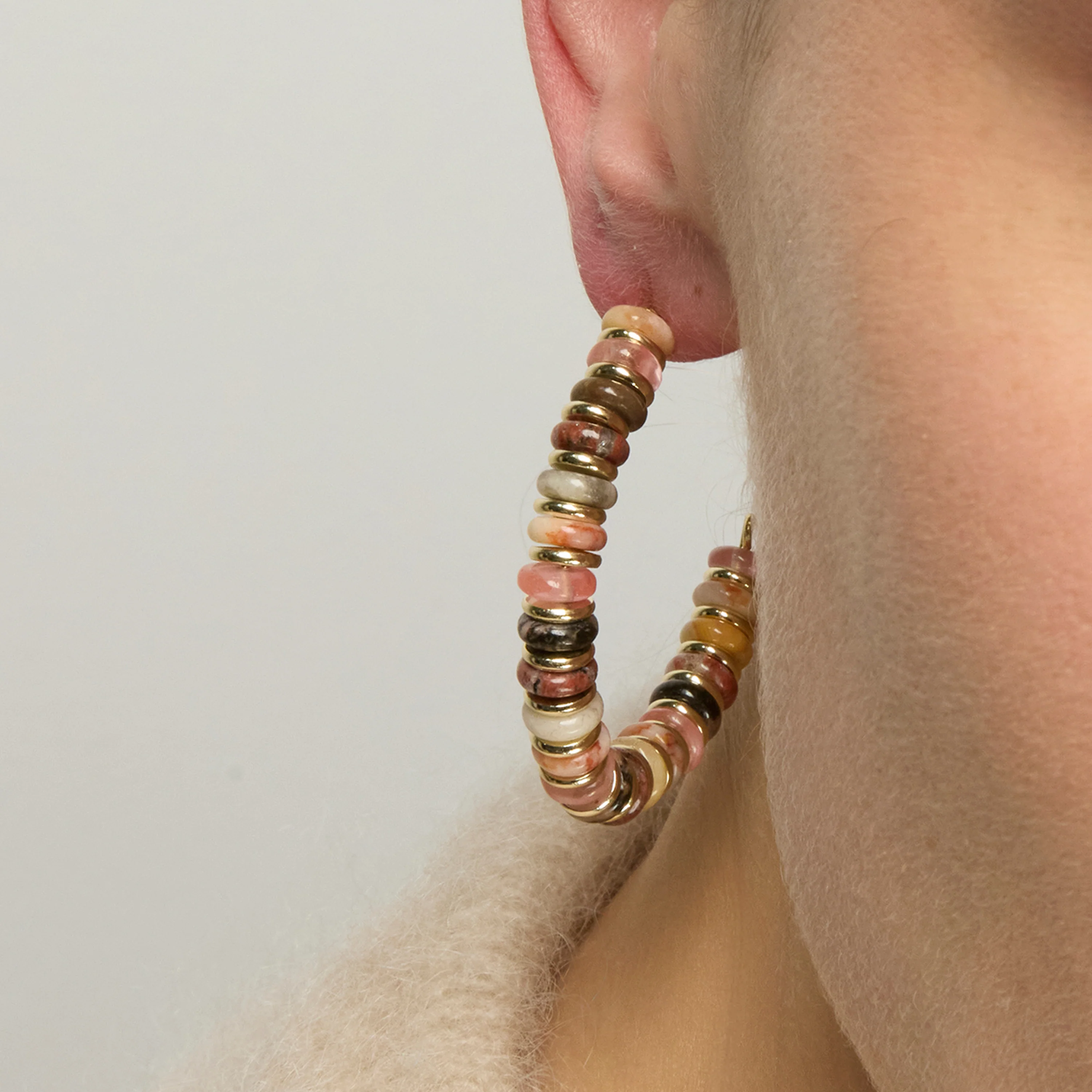 Pendientes de Plata de Ley 925 y Agata Multicolor acabado oro amarillo de 18k Umex - Image 4