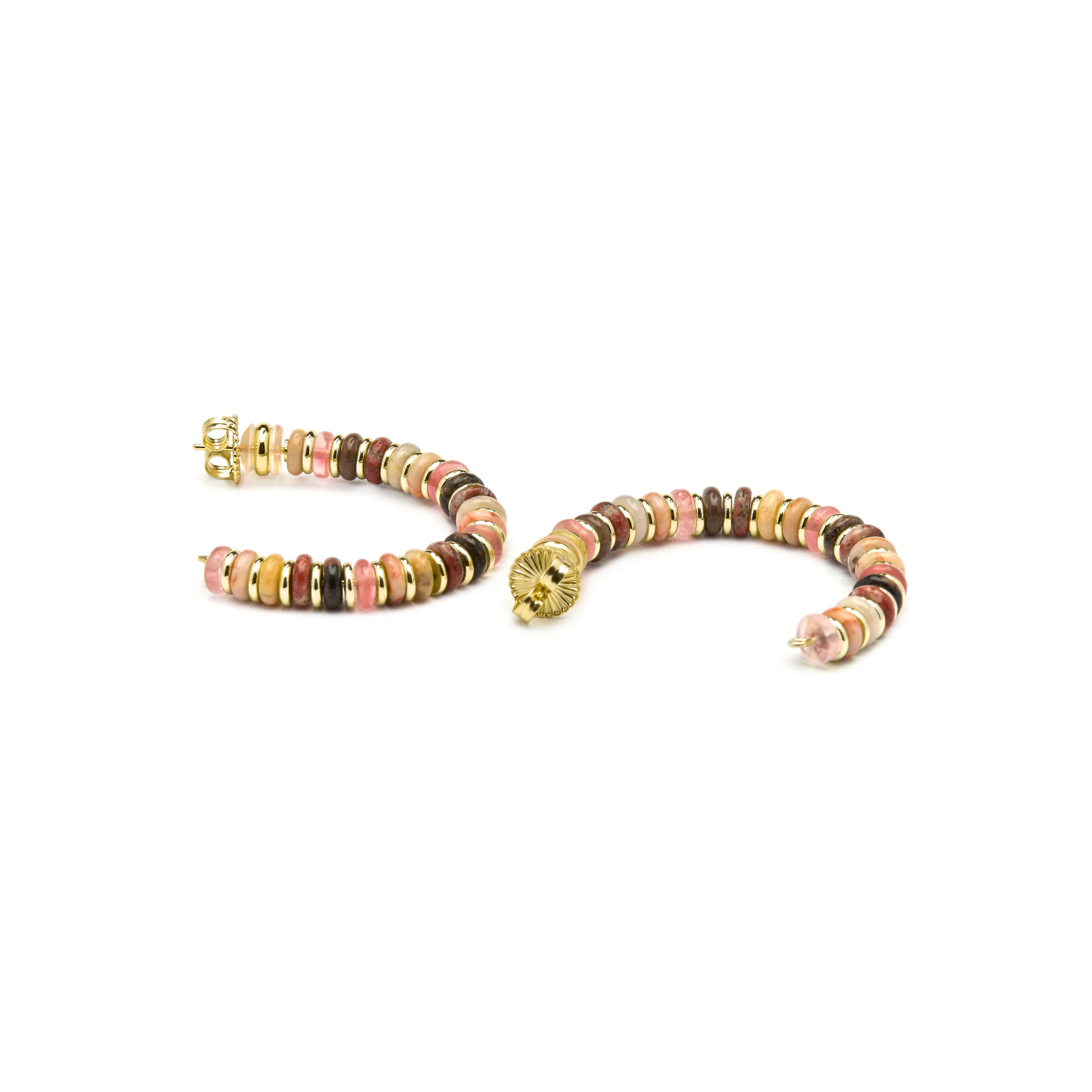 Pendientes de Plata de Ley 925 y Agata Multicolor acabado oro amarillo de 18k Umex - Image 5