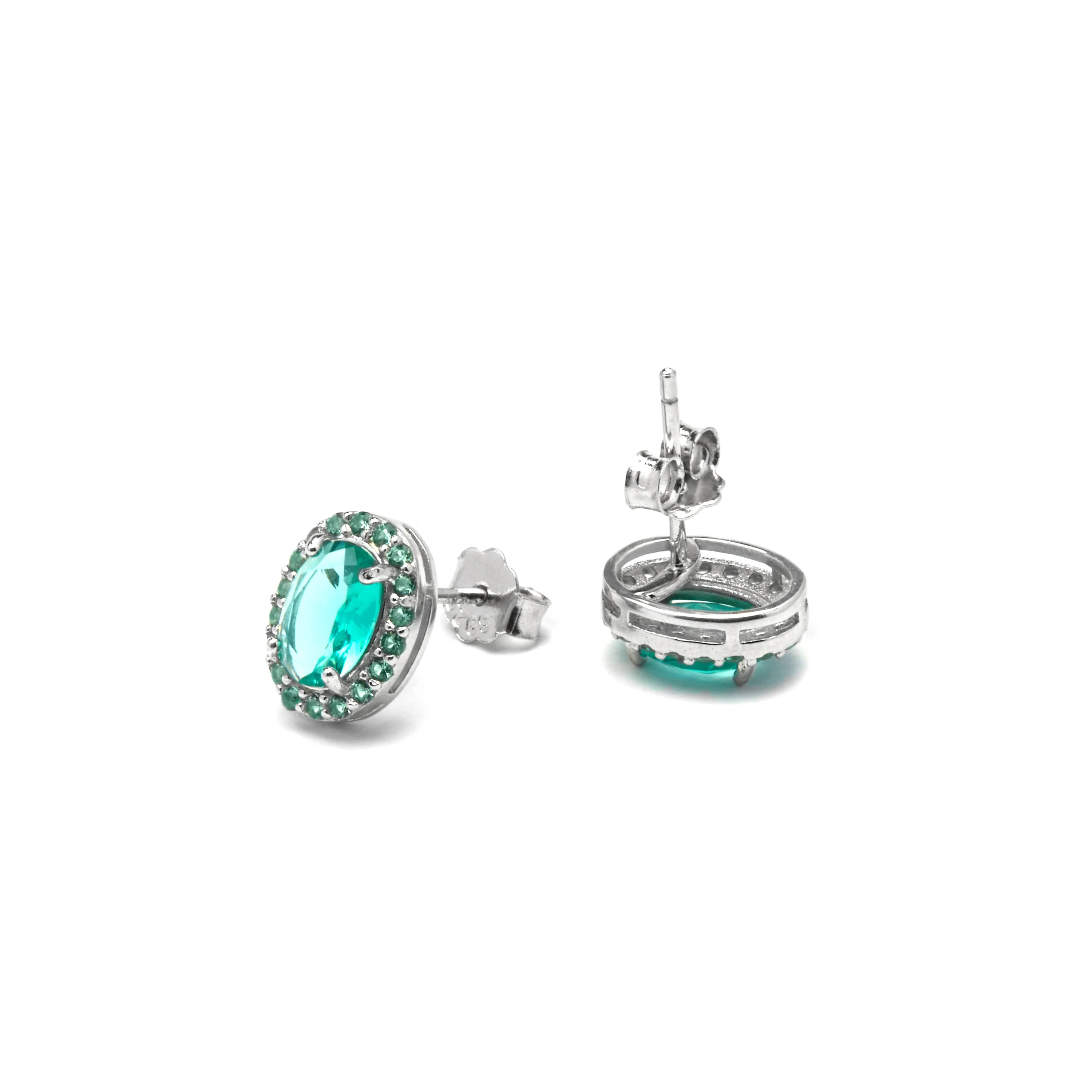Pendientes de Plata de Ley 925 y Circonita Aguamarina acabado rodio - Unxo - Image 13