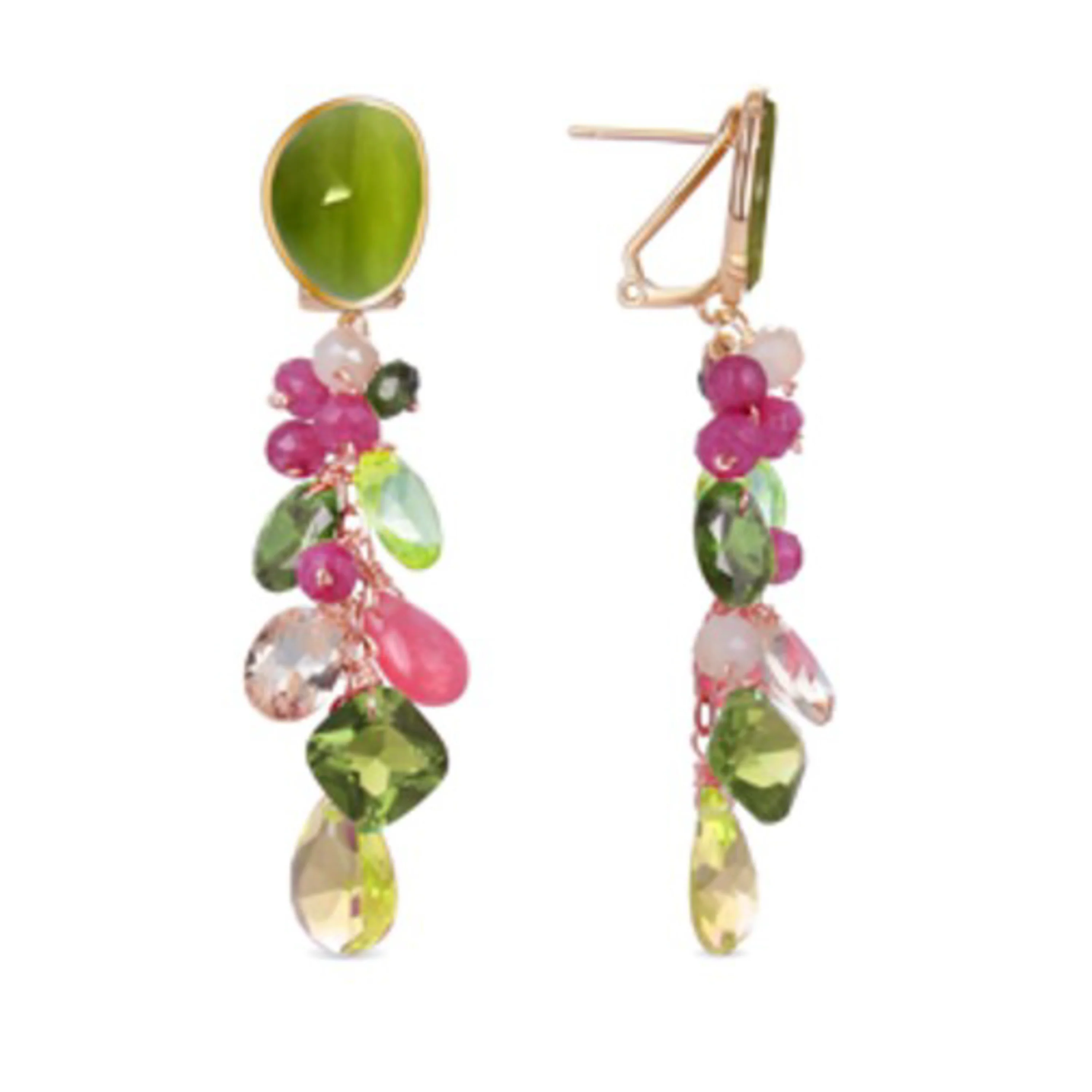 Pendientes de Plata de Ley 925 y Ojo de Gato Verde acabados en oro amarillo 18K - Urilys