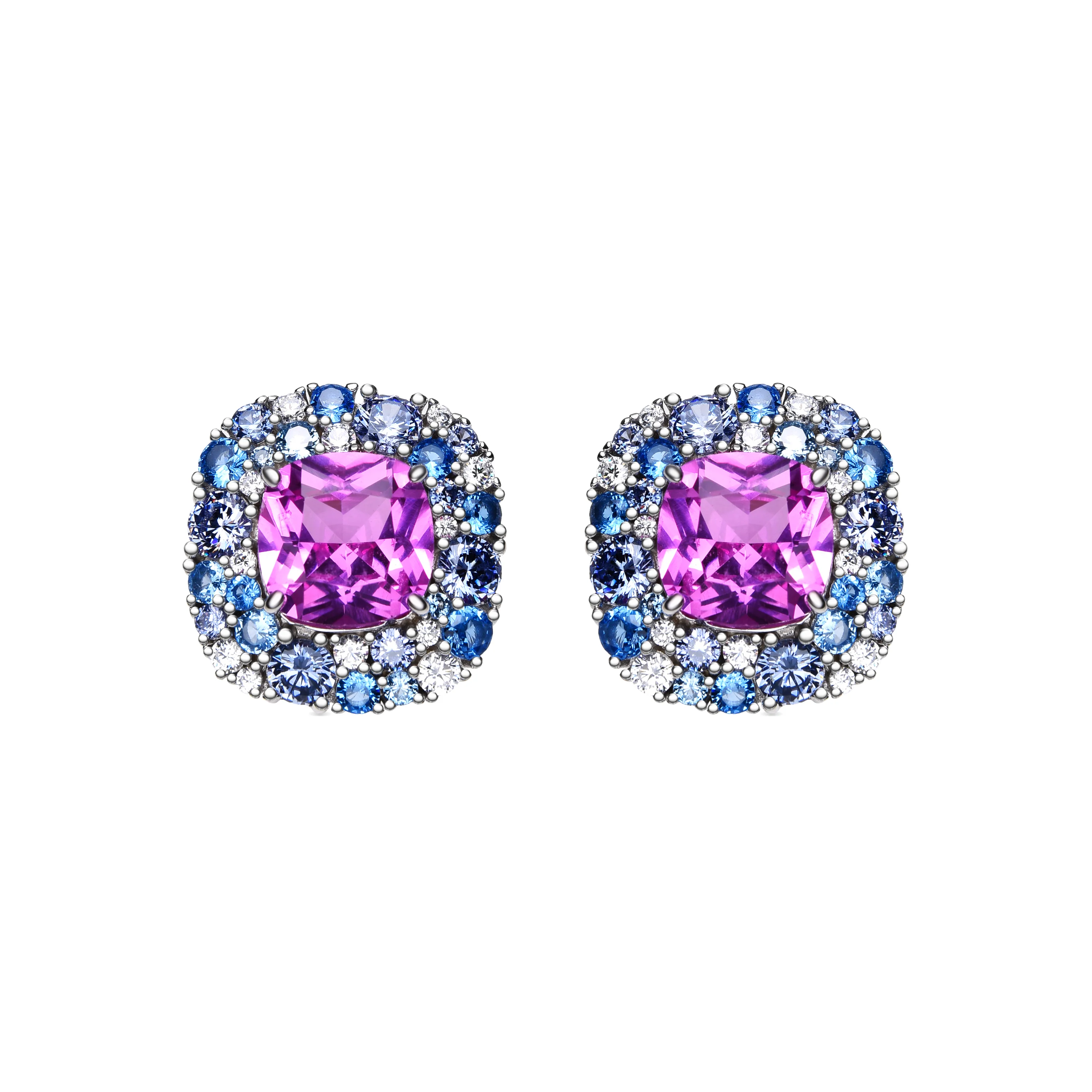 Pendientes de Plata de Ley 925 y Circonita Multicolor acabado en rodio - Uxre