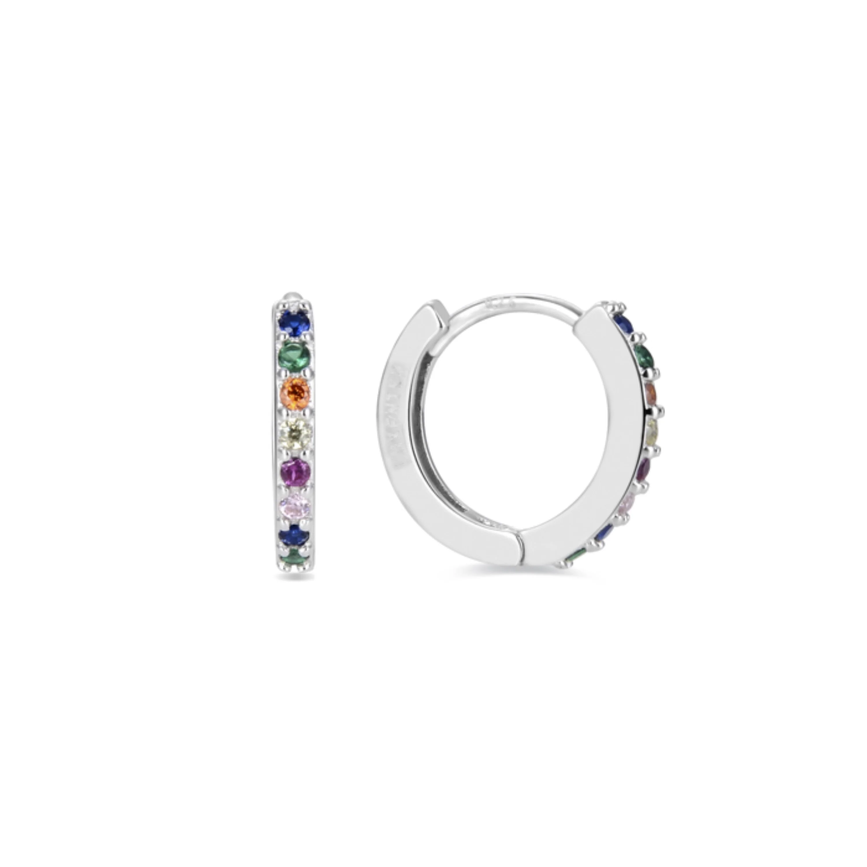 Pendientes de 10mm de Plata de Ley 925 con Circonita Multicolor acabados en rodio - Valarys