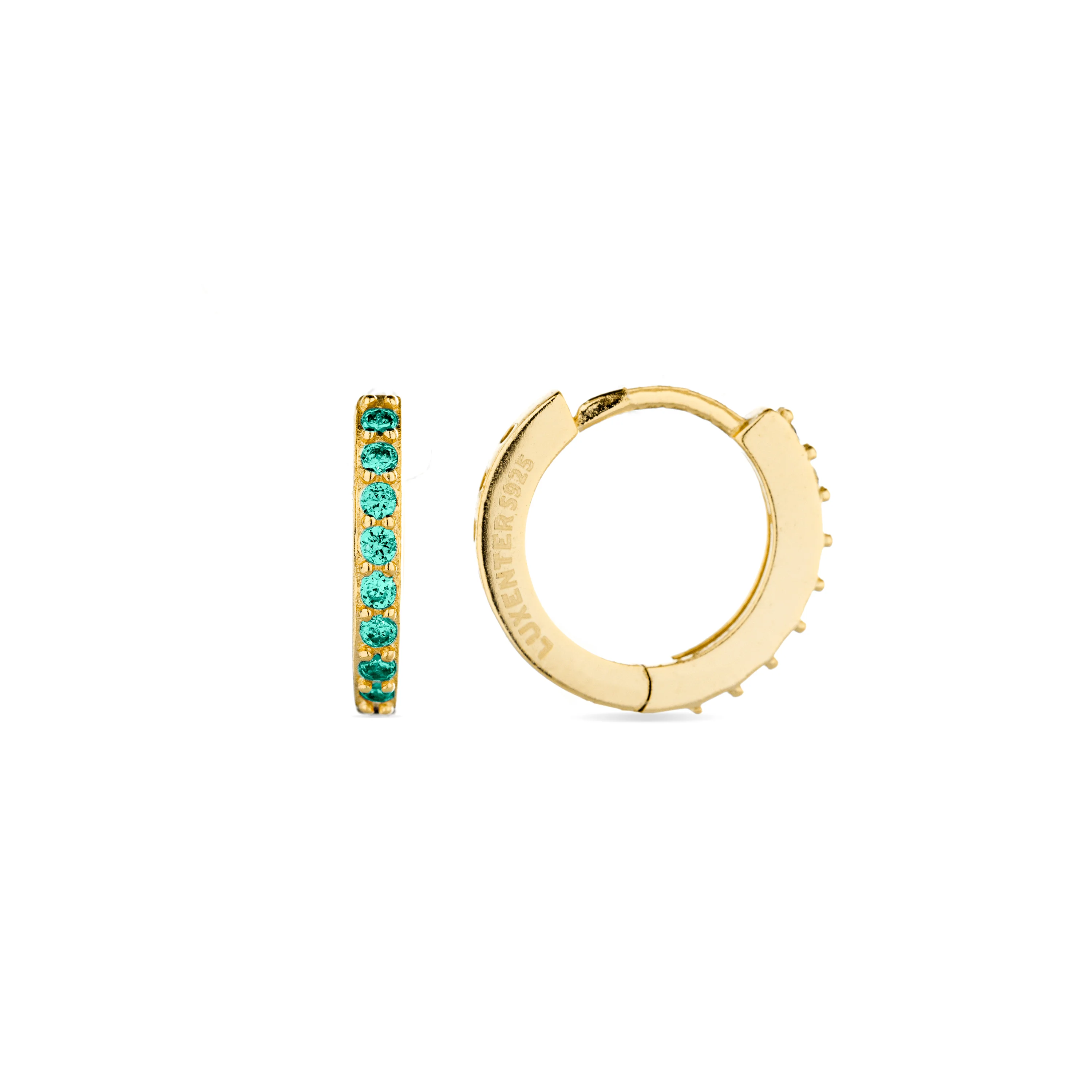 Pendientes de Plata de Ley 925 con Circonita Esmeralda acabados en oro amarillo 18K - Valarys