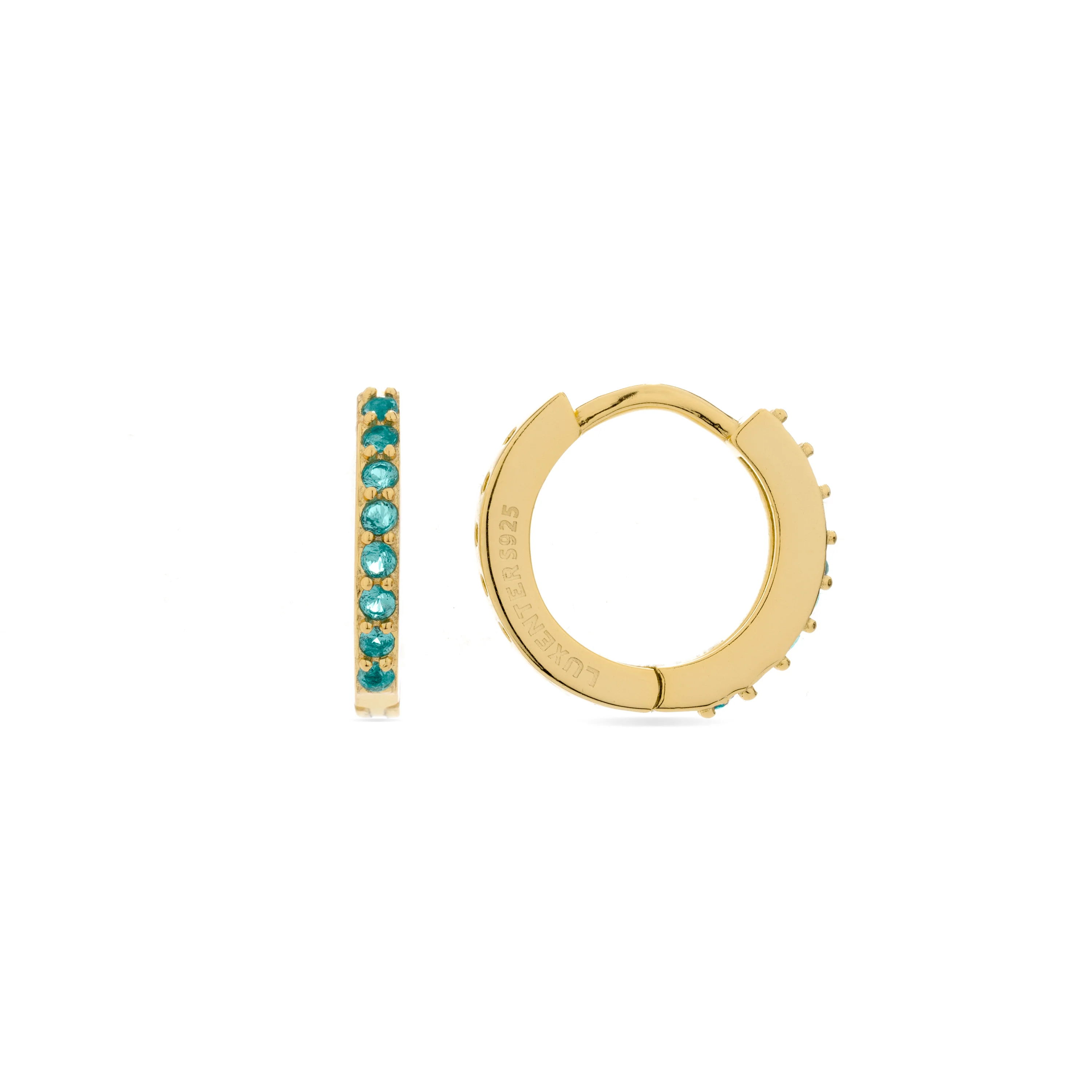 Pendientes de Plata de Ley 925 con Cuarzo Hidrotermal Verde Claro acabados en oro amarillo 18K - Valarys