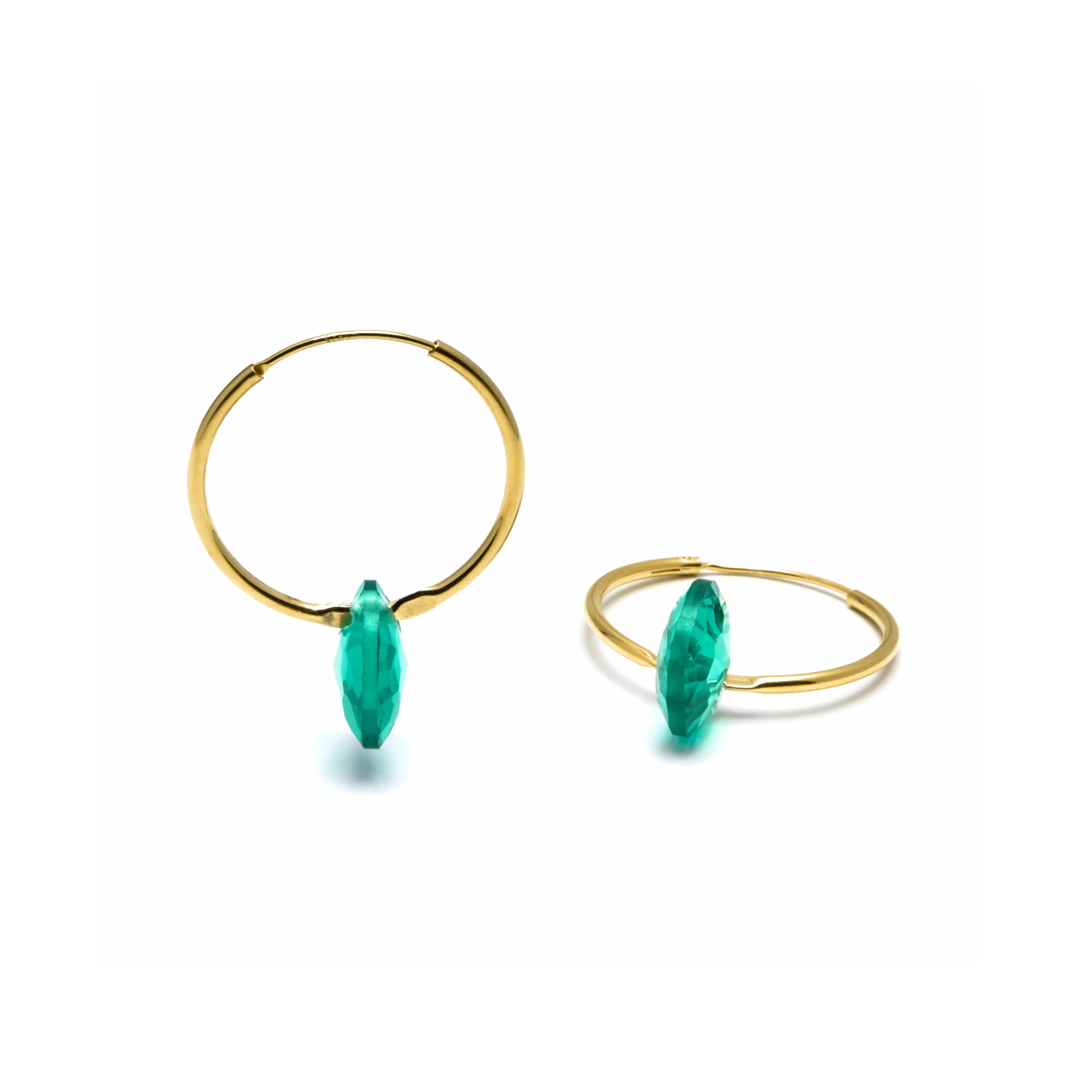 Pendientes de Plata de Ley 925 con Cuarzo Hidrotermal Verde acabados en oro amarillo 18K - Vanshy - Image 5