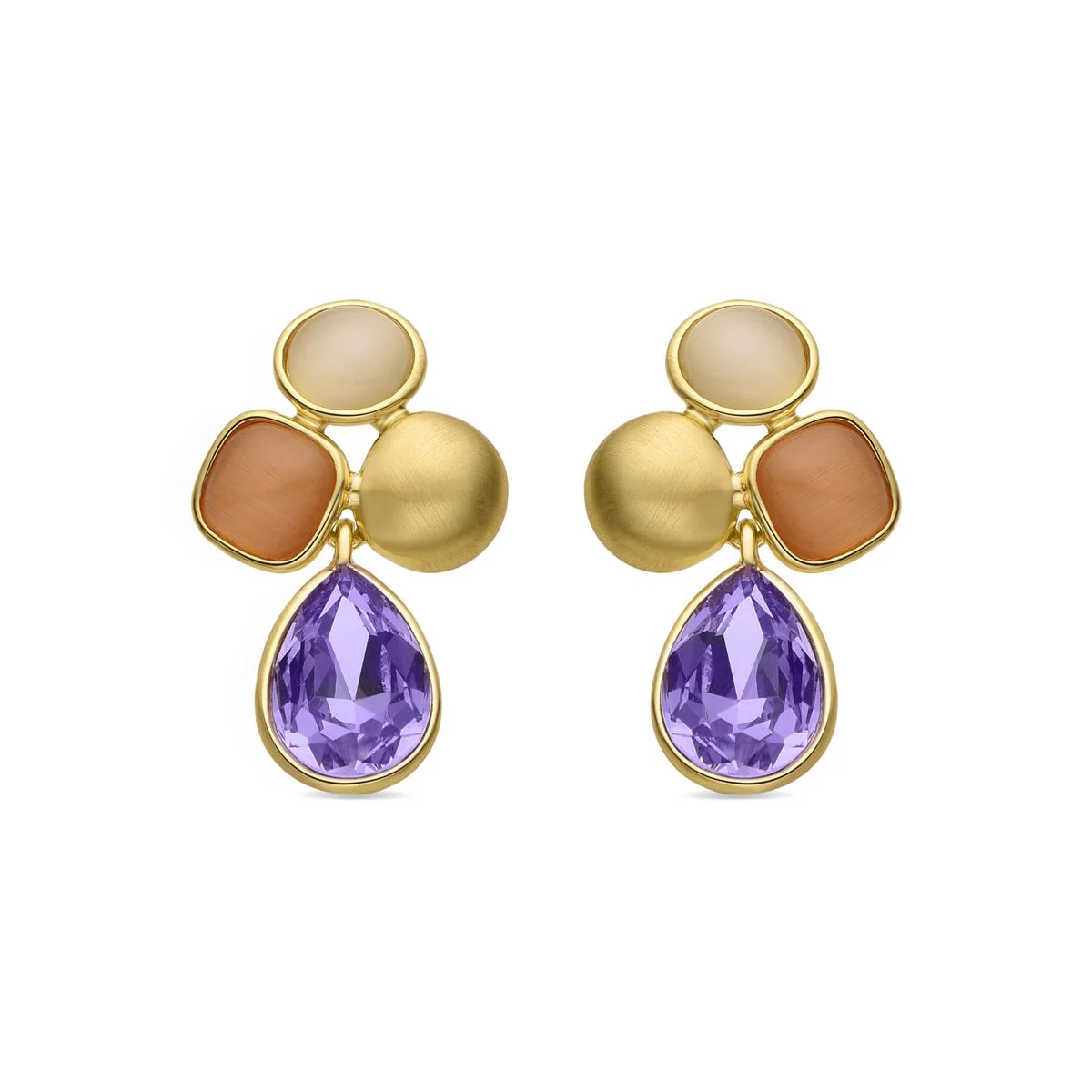 Pendientes Vargae acabados en oro amarillo 18K - Vargae MORADO