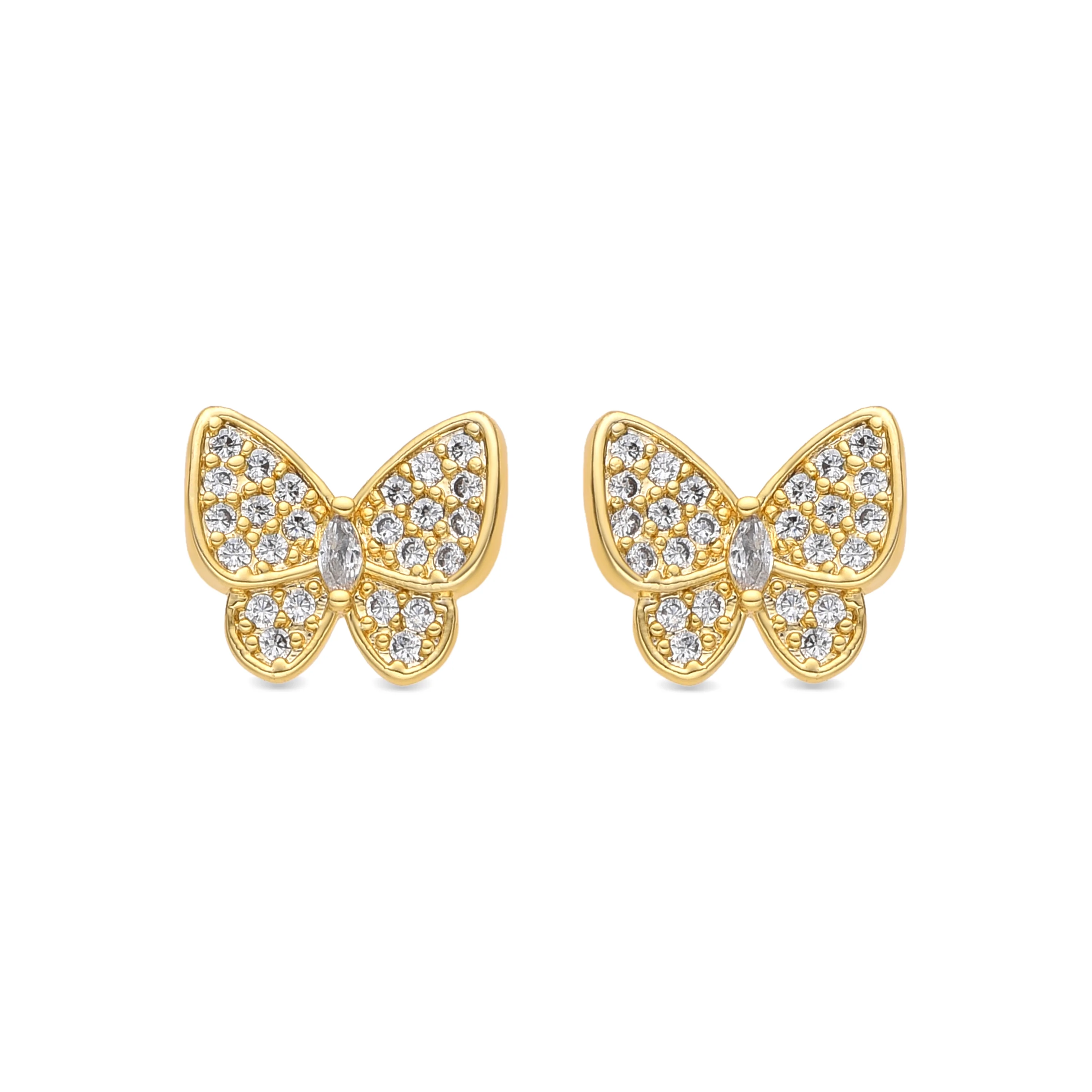 Pendientes acabado oro amarillo de 18k y Circonita Brillante - Vaxiuh