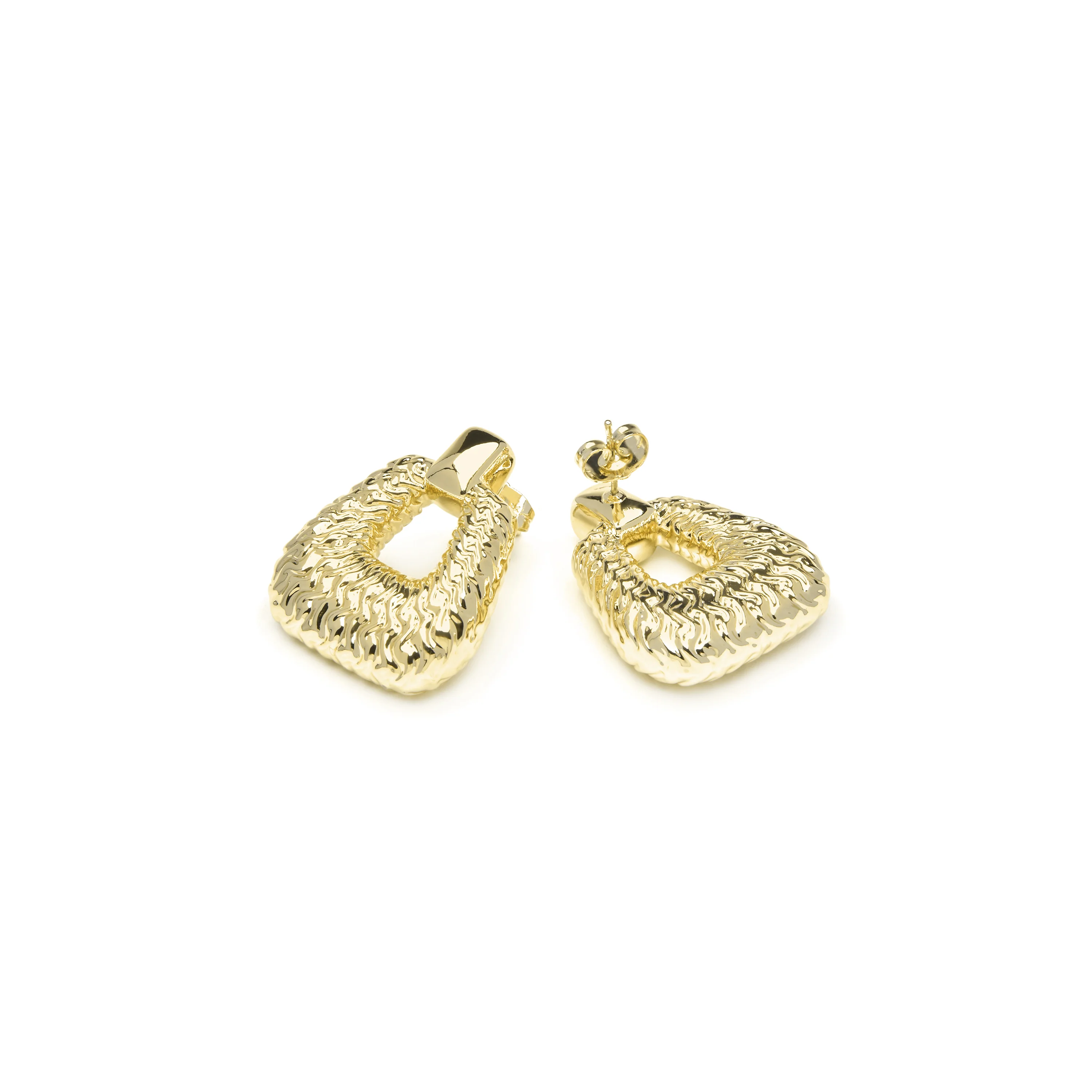 Pendientes acabado oro amarillo de 18k y Circonita Brillante - Virio - Image 4