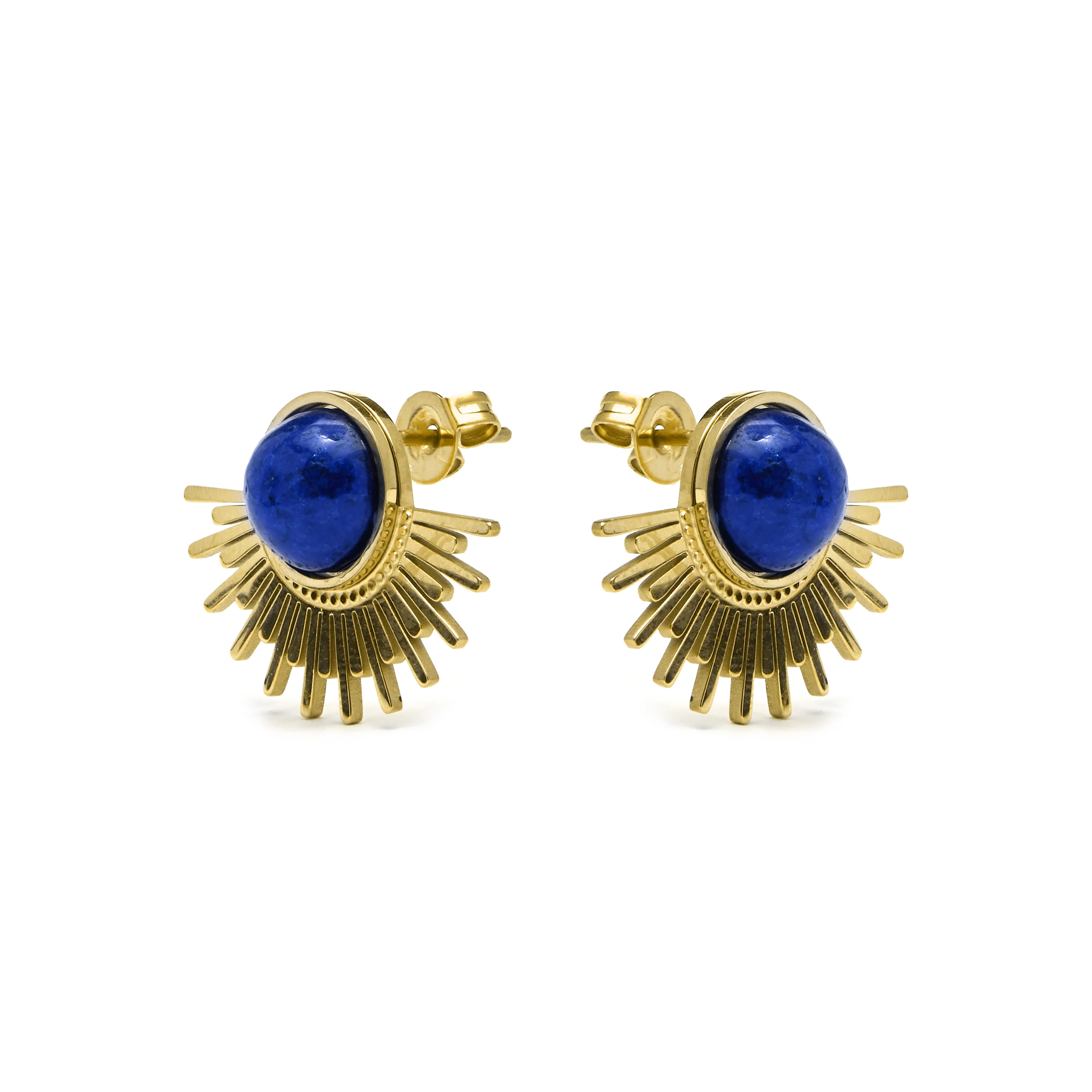 Pendientes de Lapislazuli Natural acabados en oro amarillo 18K- Viwing - Image 3