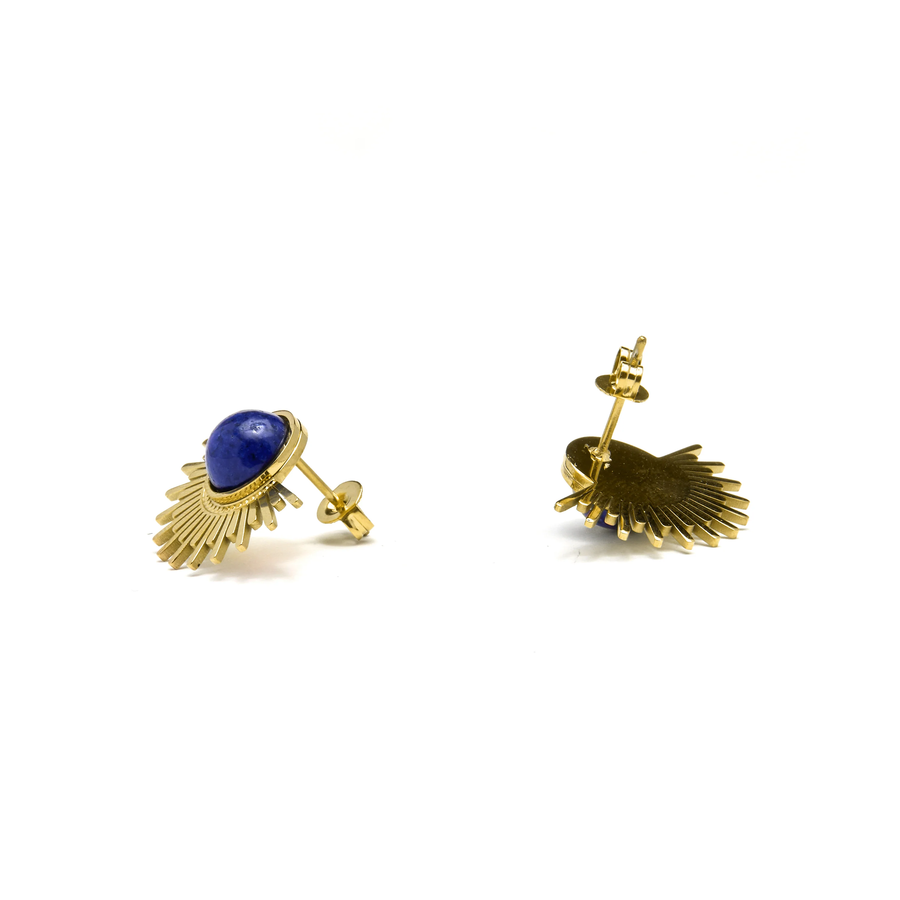 Pendientes de Lapislazuli Natural acabados en oro amarillo 18K- Viwing - Image 4