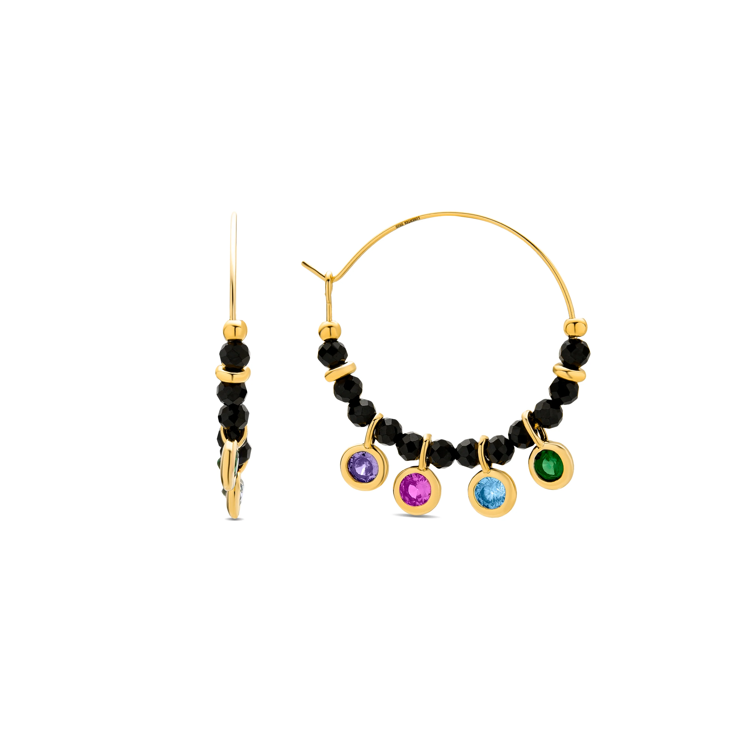 Pendientes de Plata de Ley 925 con Circonita Multicolor acabados en oro amarillo 18K - Vusak
