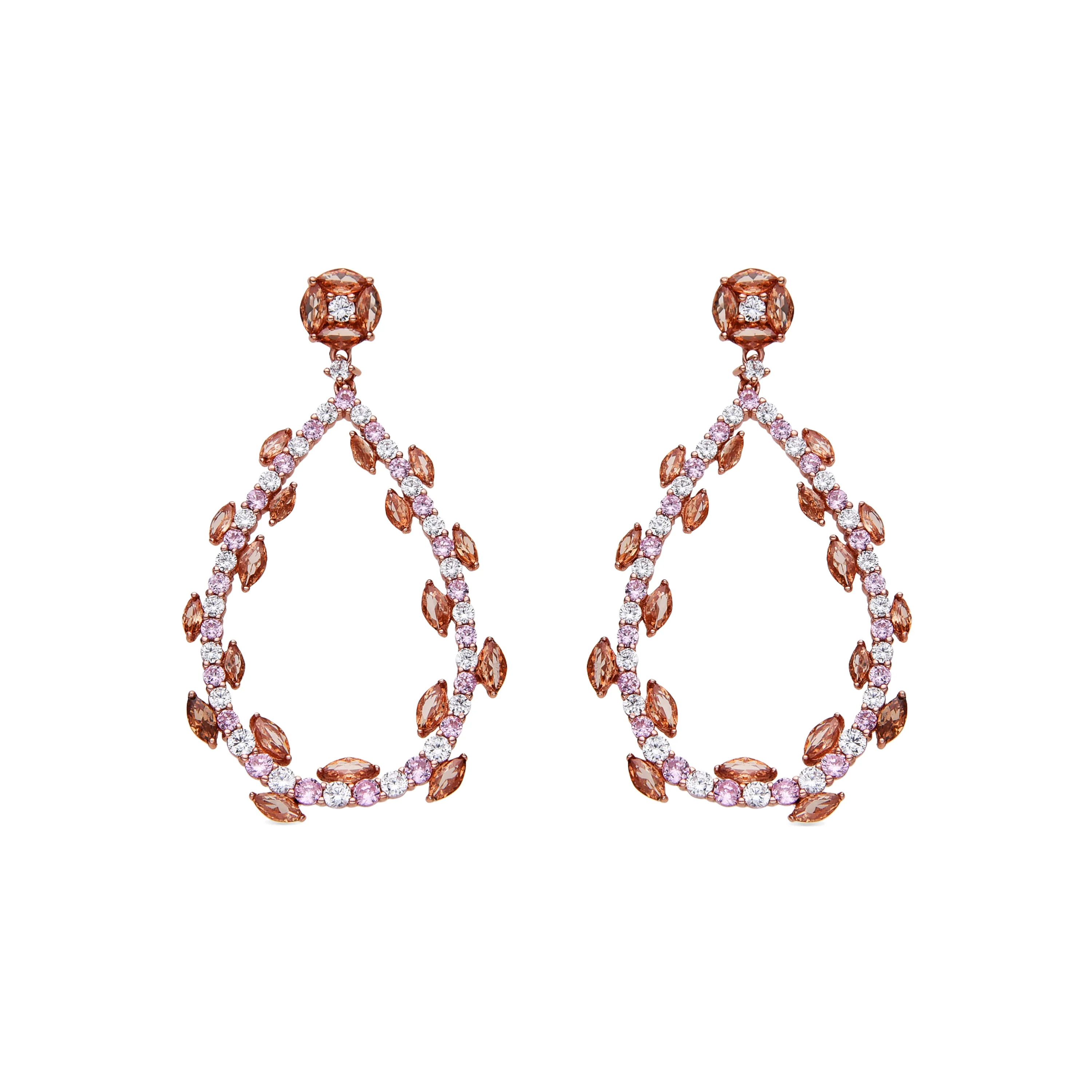 Pendientes de Plata de Ley 925 y Circonita Multicolor Acabado En Oro Rosa 18K - Wade