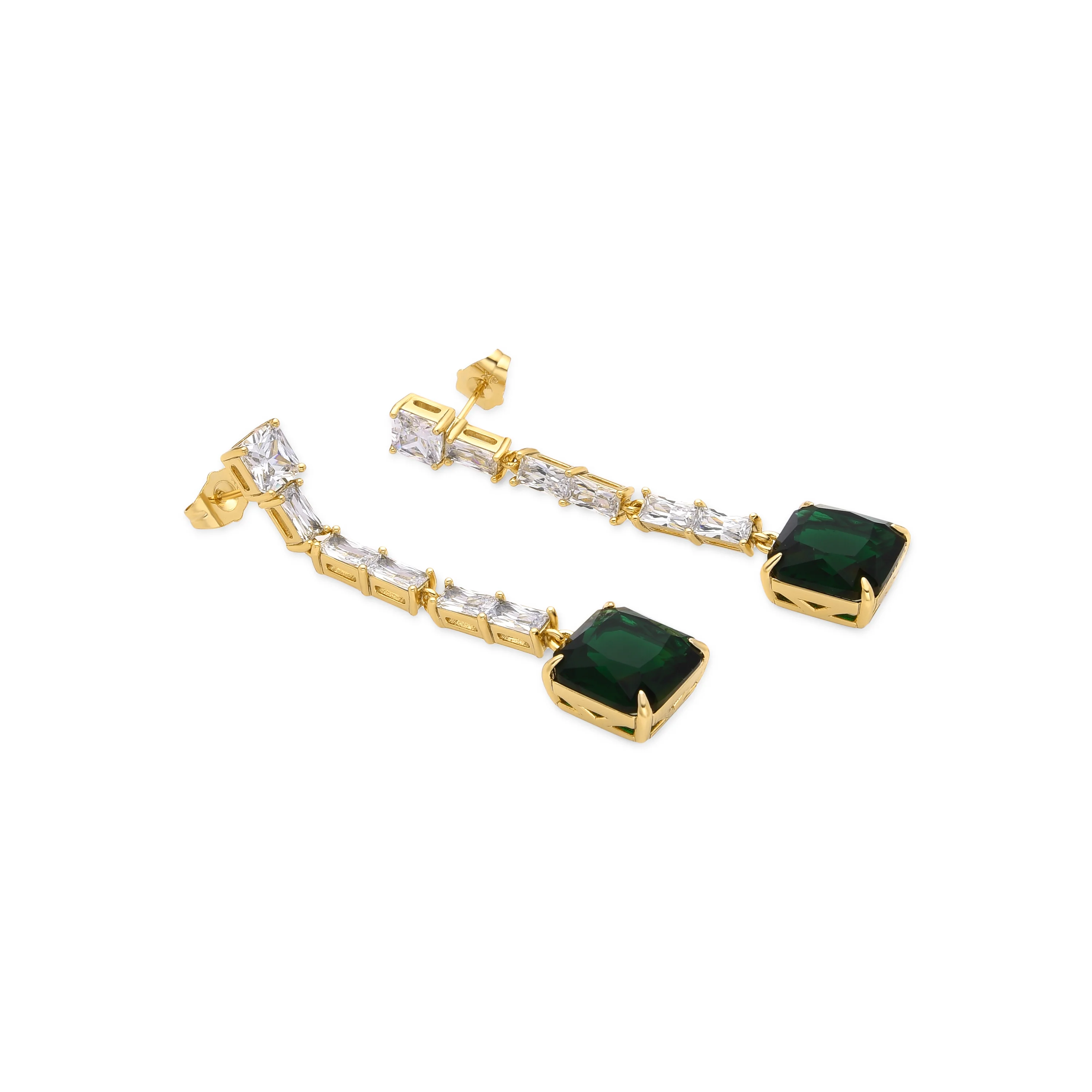 Pendientes con Circonita Esmeralda acabado oro 18k - Waraim - Image 4