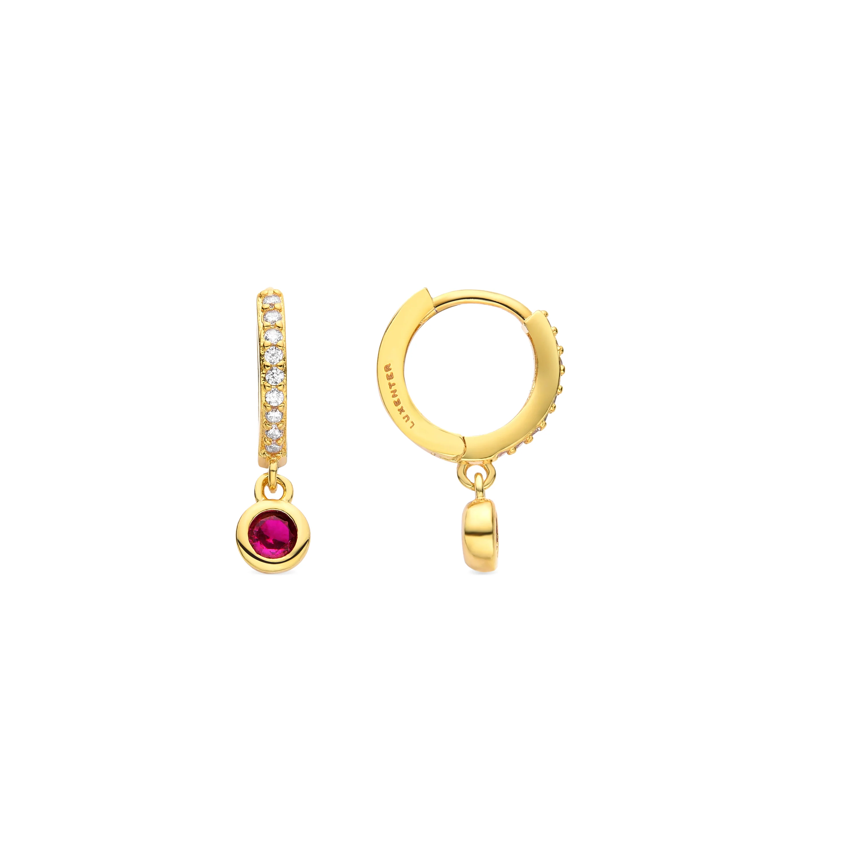 Pendientes de Circonita Rubí acabados en oro amarillo 18K - Warlah