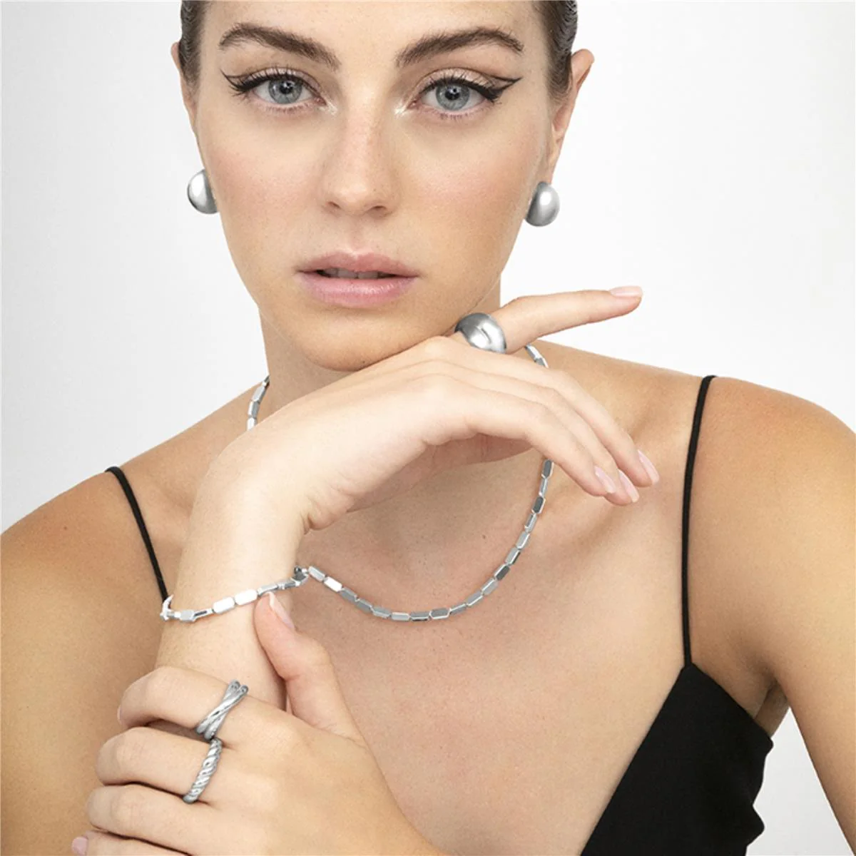 Pendientes Warusha Plata De Ley 925 - Warusha BLANCO - Image 3