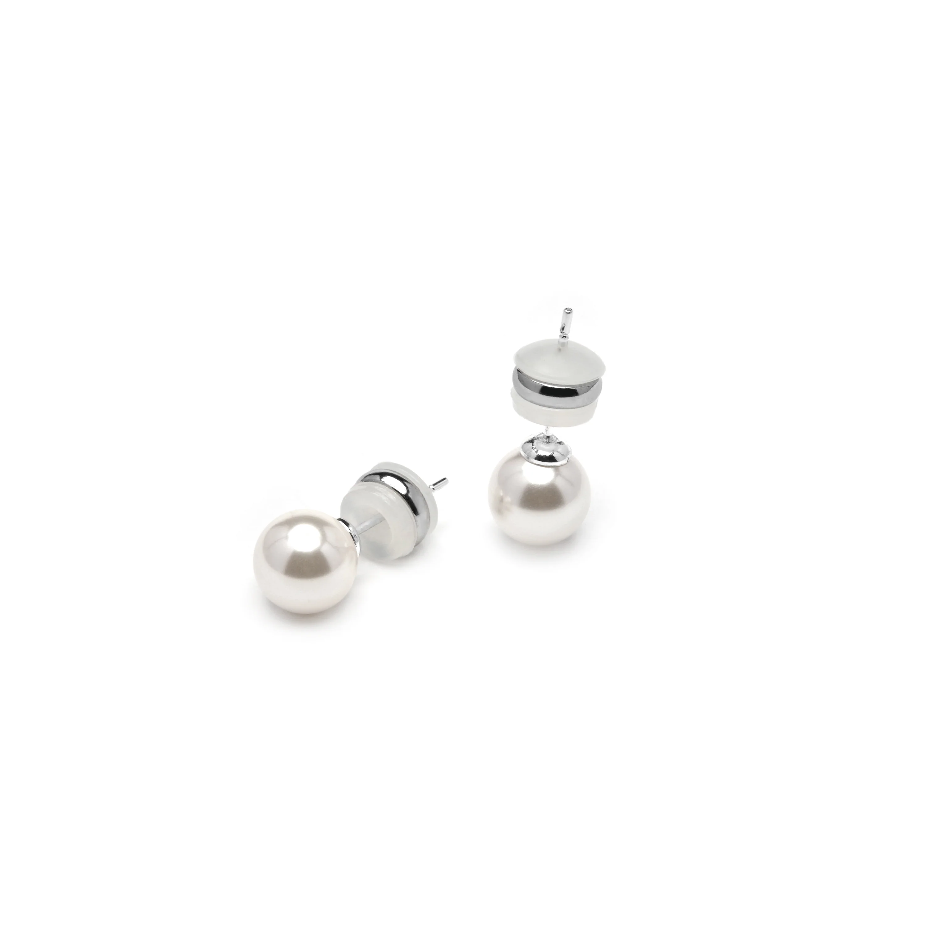 Pendientes con Perla Blanca acabado plata - Wasai - Image 4