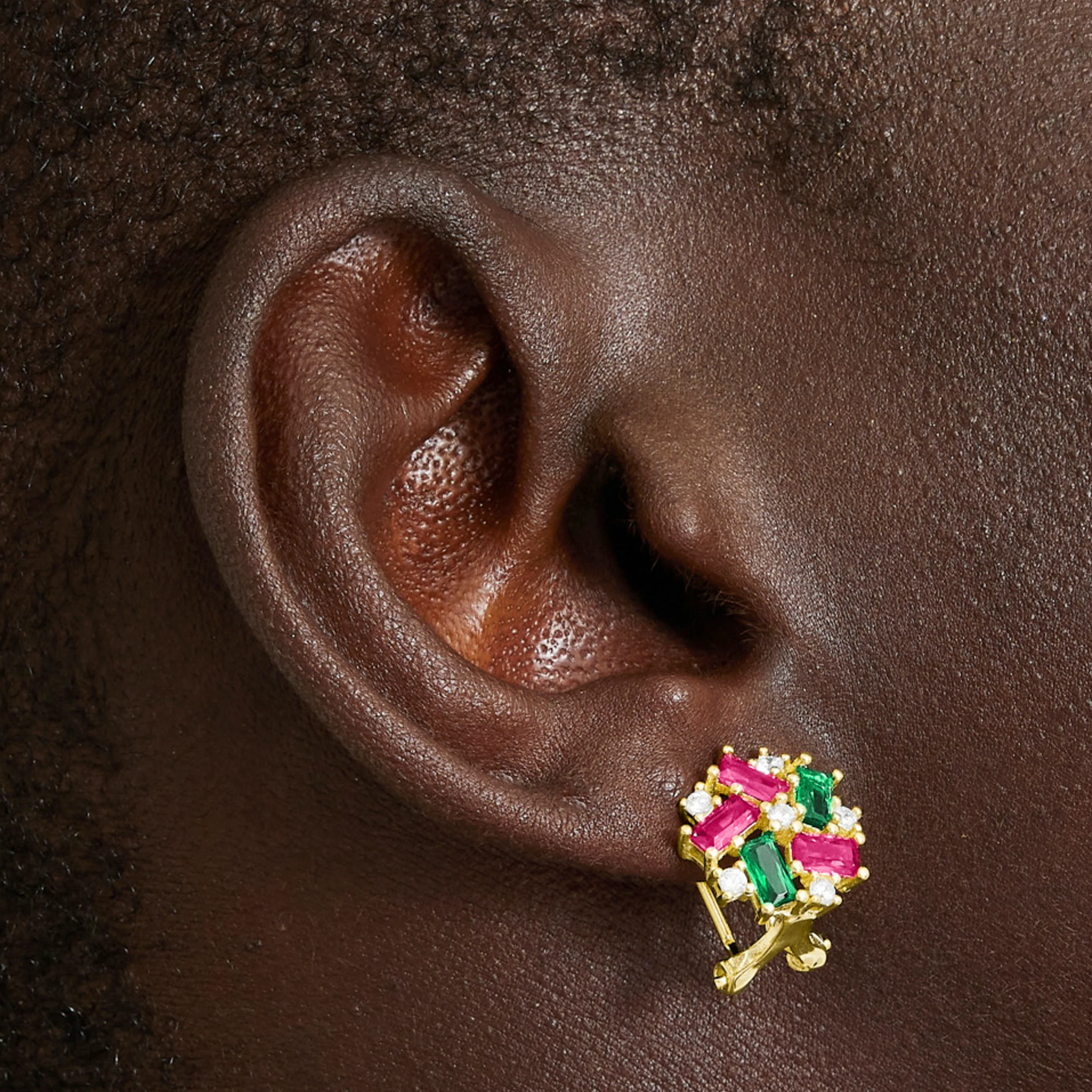 Pendientes de Plata de Ley 925 con Circonita Multicolor acabados en oro amarillo 18K - Wewi - Image 3