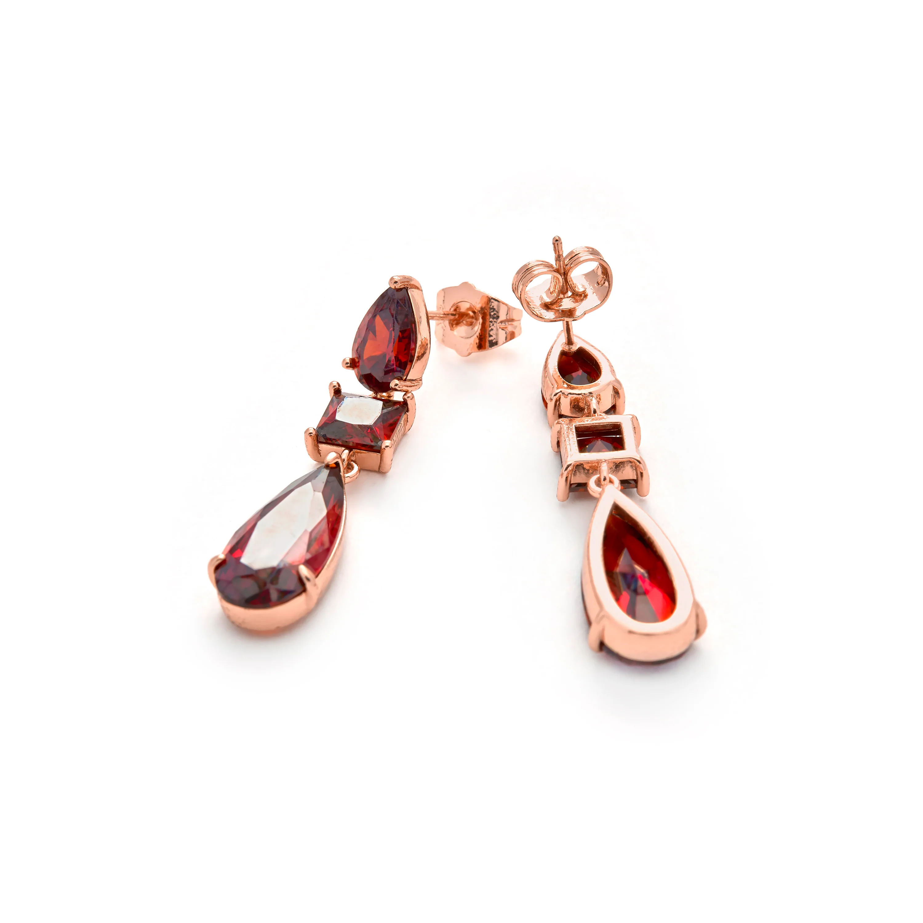 Pendientes de Circonita Rubí acabado en oro amarillo de 18k - Xakah - Image 5