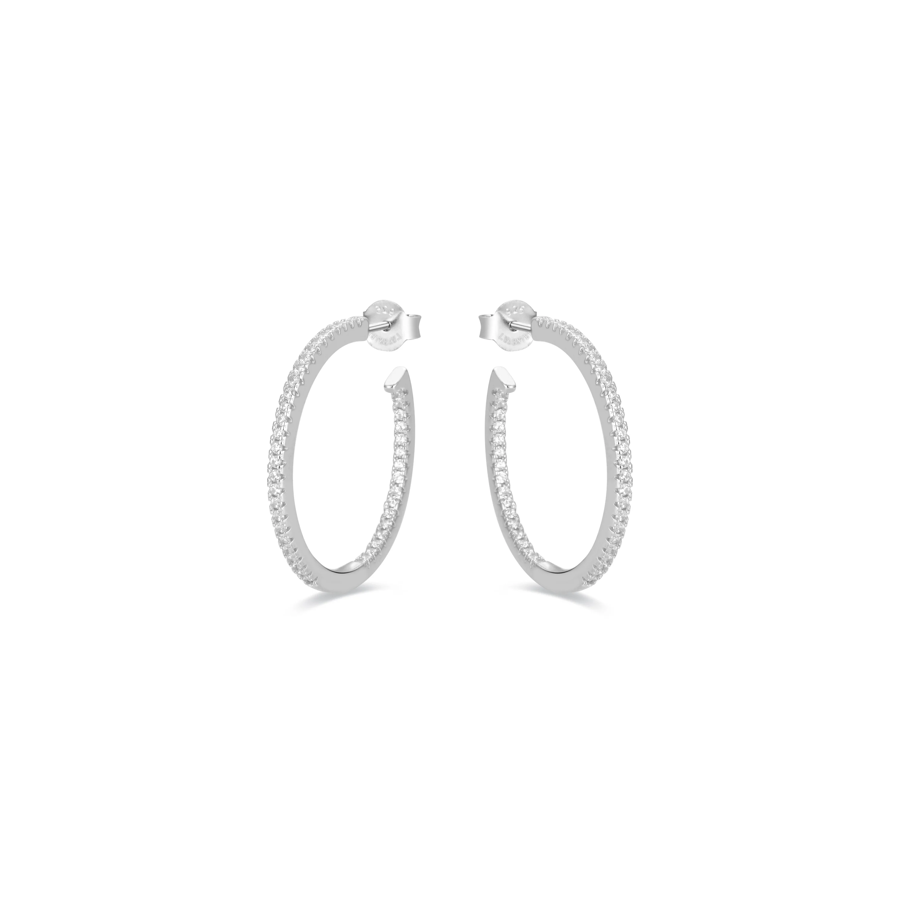 Pendientes de 24mm de Plata de Ley 925 con Circonita Brillante acabados en rodio - Xoma - Image 3