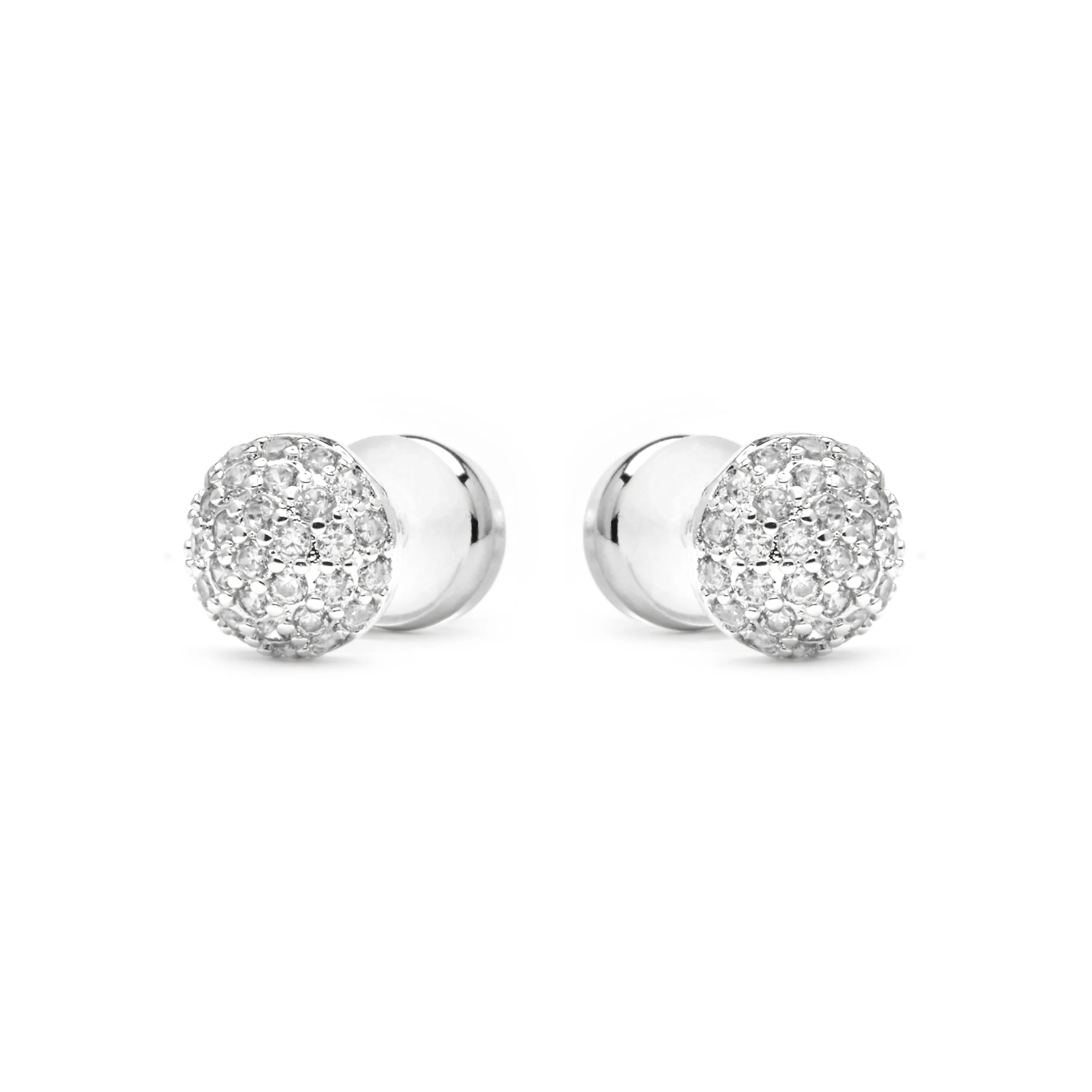Pendientes acabado plata y Circonita Brillante - Yabi - Image 3