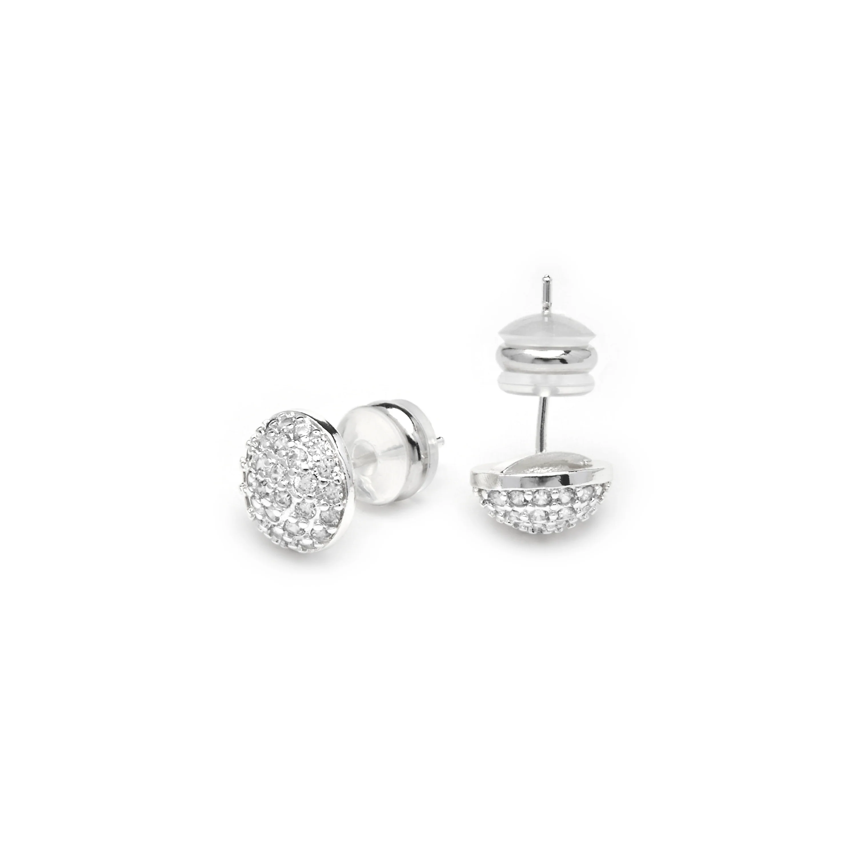 Pendientes acabado plata y Circonita Brillante - Yabi - Image 4