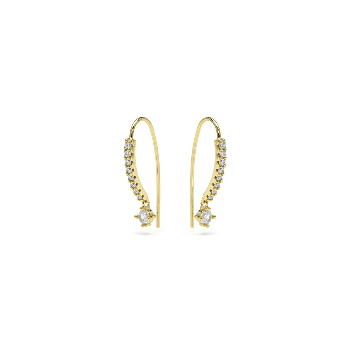 Pendientes de Plata de Ley 925 y Circonita Brillante acabado en oro amarillo 18k - Yabra - Image 2
