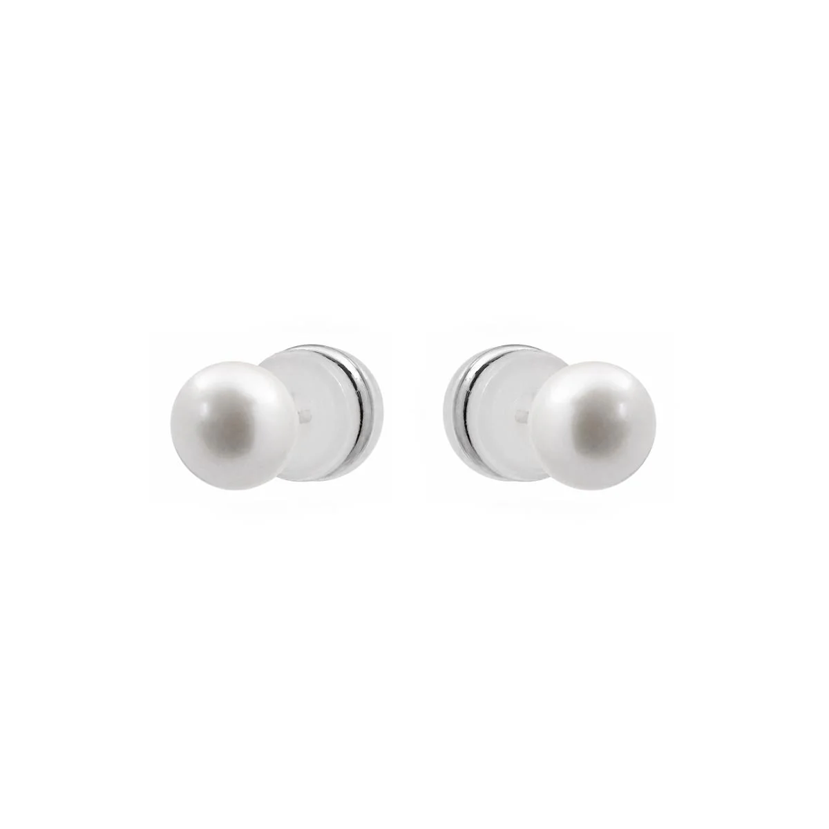 Pendientes de Perla Blanca Acabado En Plata - Yairak - Image 3