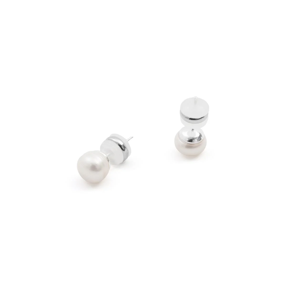 Pendientes de Perla Blanca Acabado En Plata - Yairak - Image 5