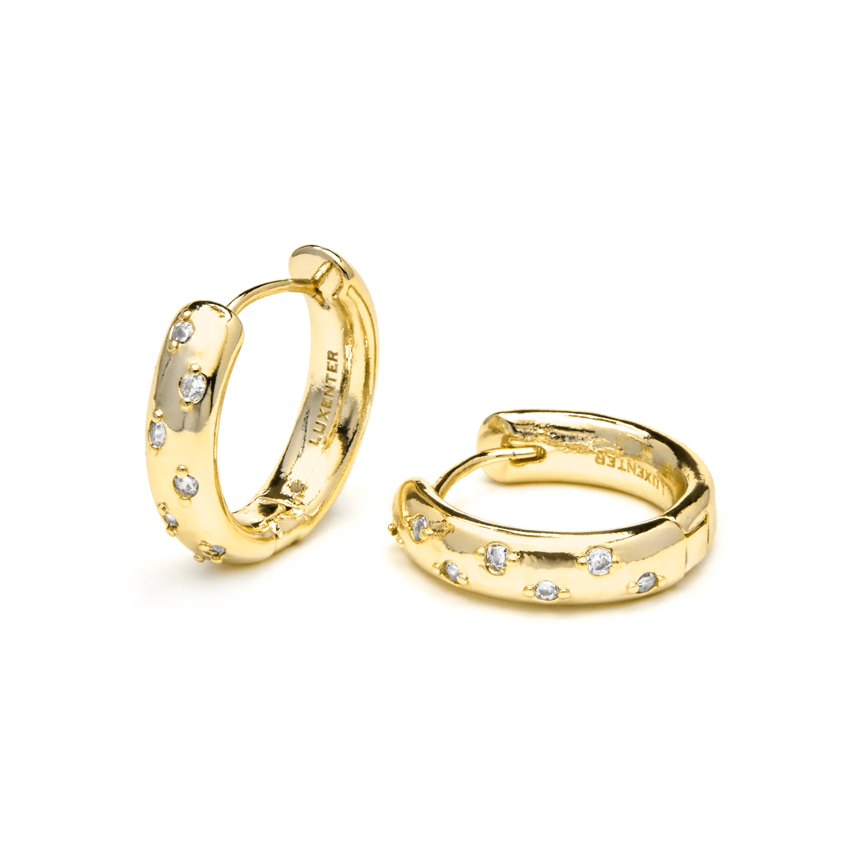 Pendientes acabado oro amarillo de 18k y Circonita Brillante - Yase - Image 4