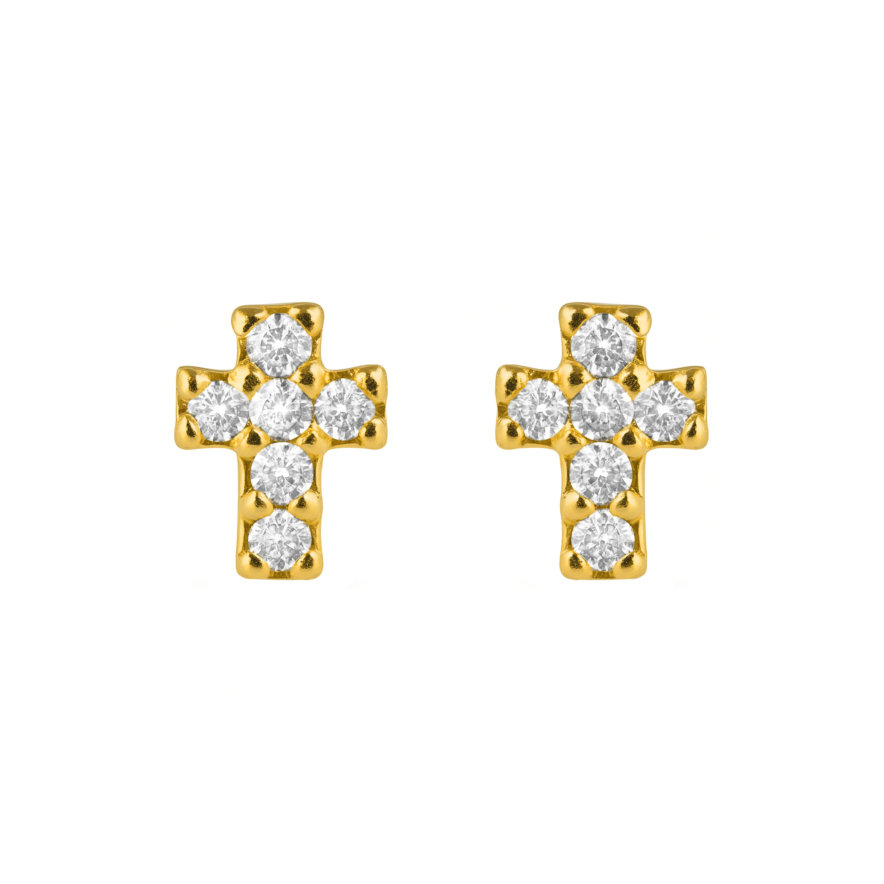 Pendientes de Plata de Ley 925 y Circonita Brillante acabado en oro amarillo 18k - Yide