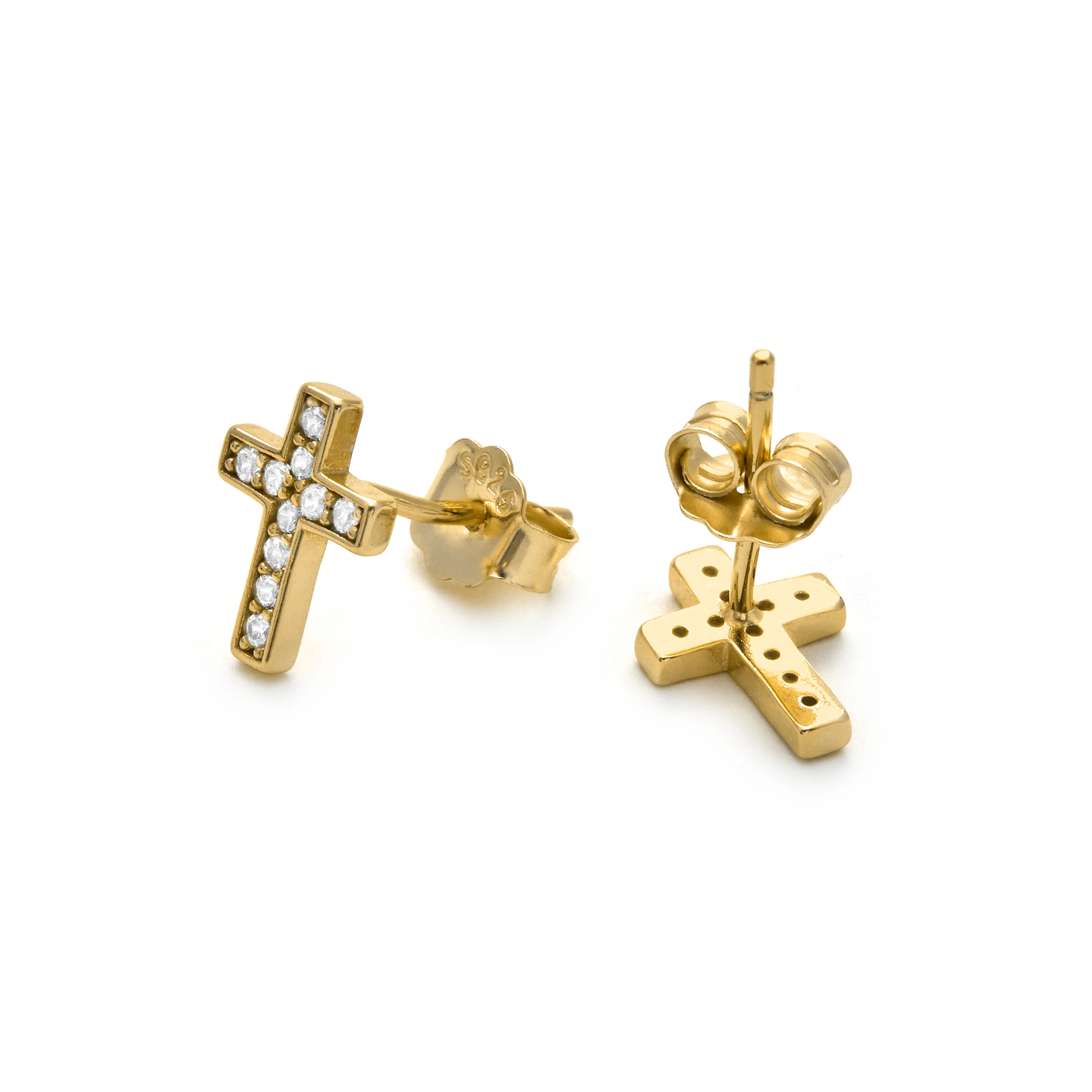 Pendientes de Plata de Ley 925 y Circonita Brillante acabado en oro amarillo 18k - Yide - Image 5