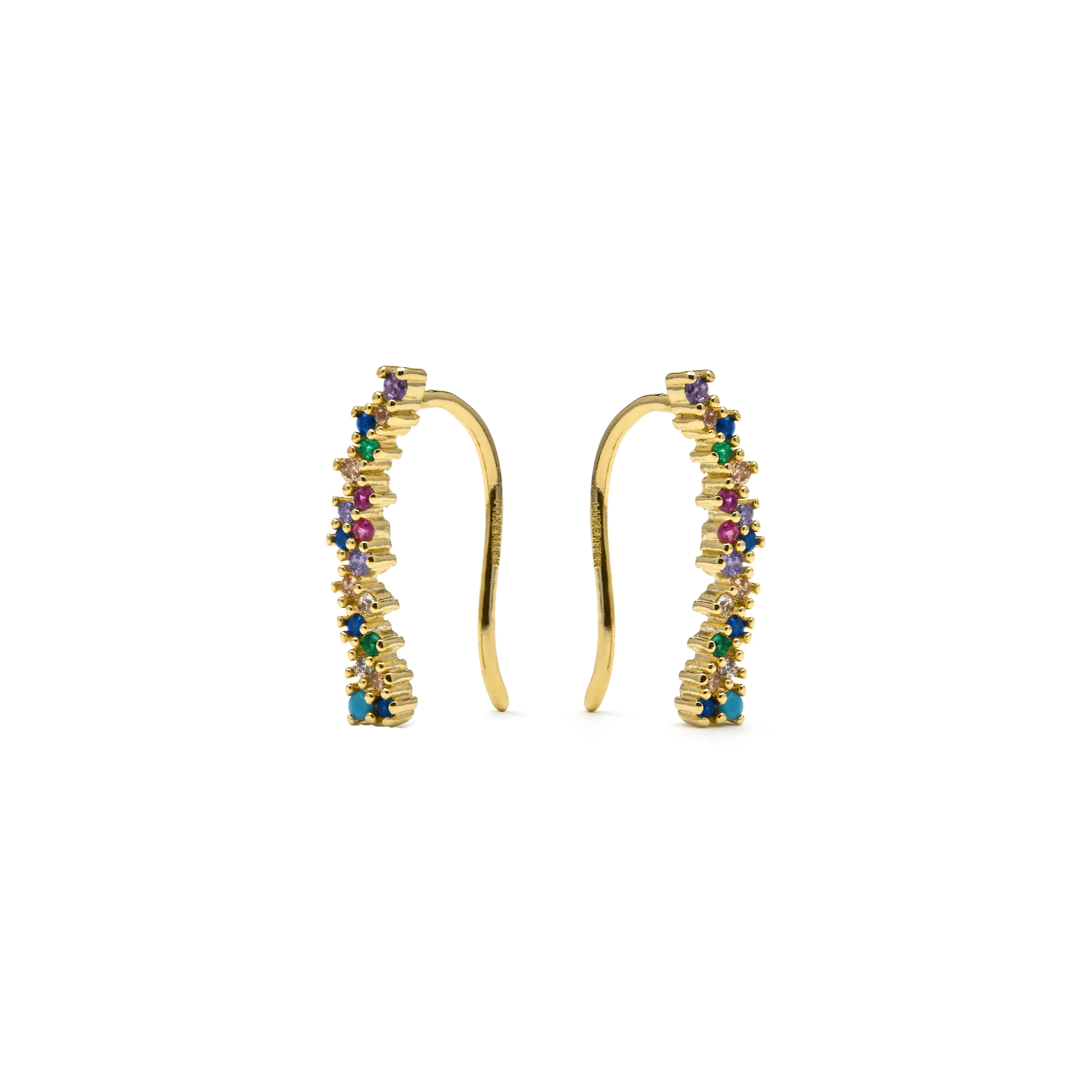 Pendientes acabado oro amarillo de 18k y Circonita Multicolor - Yionli - Image 3